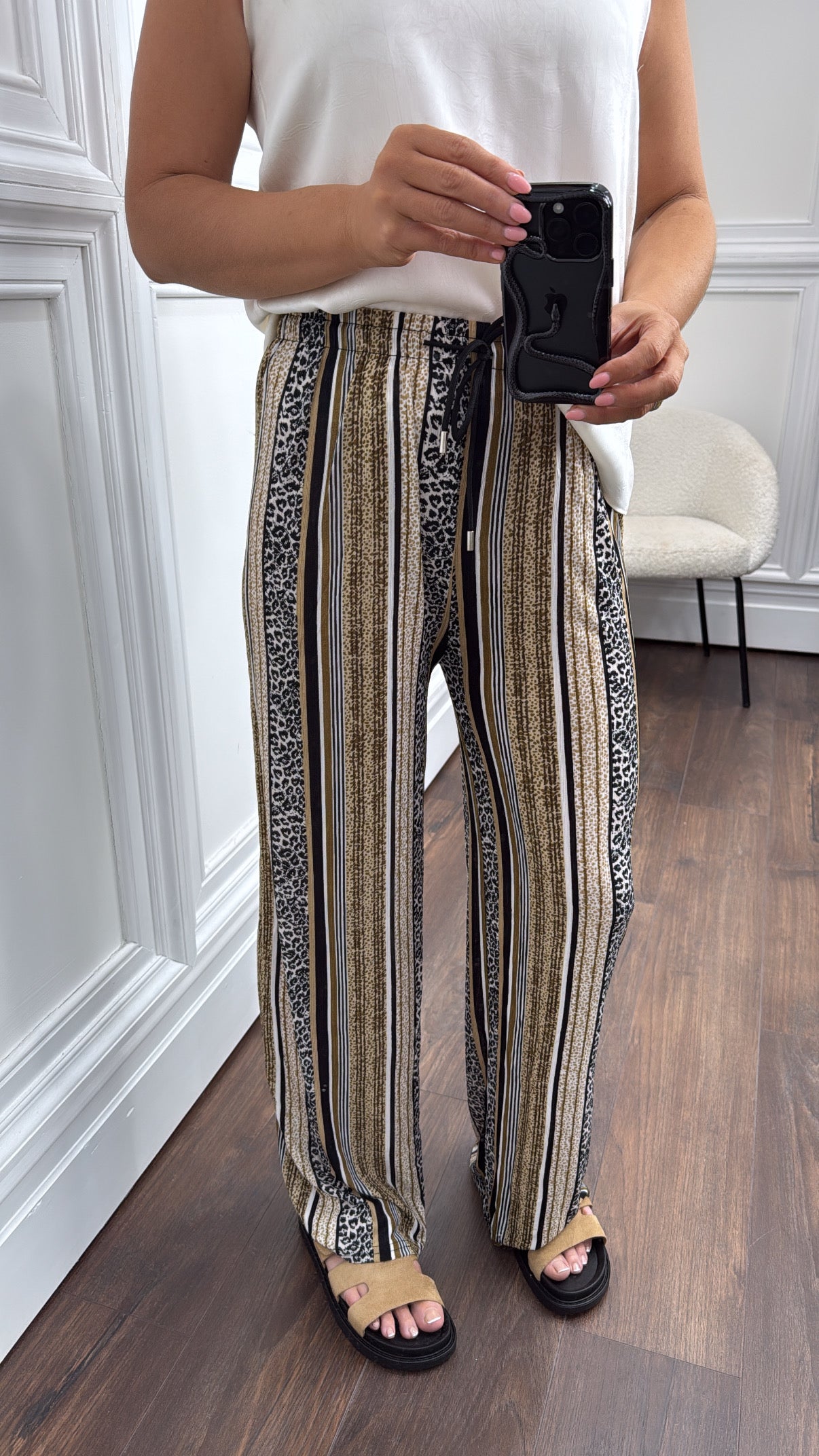 SAVANNAH brown printed palazzo trousers