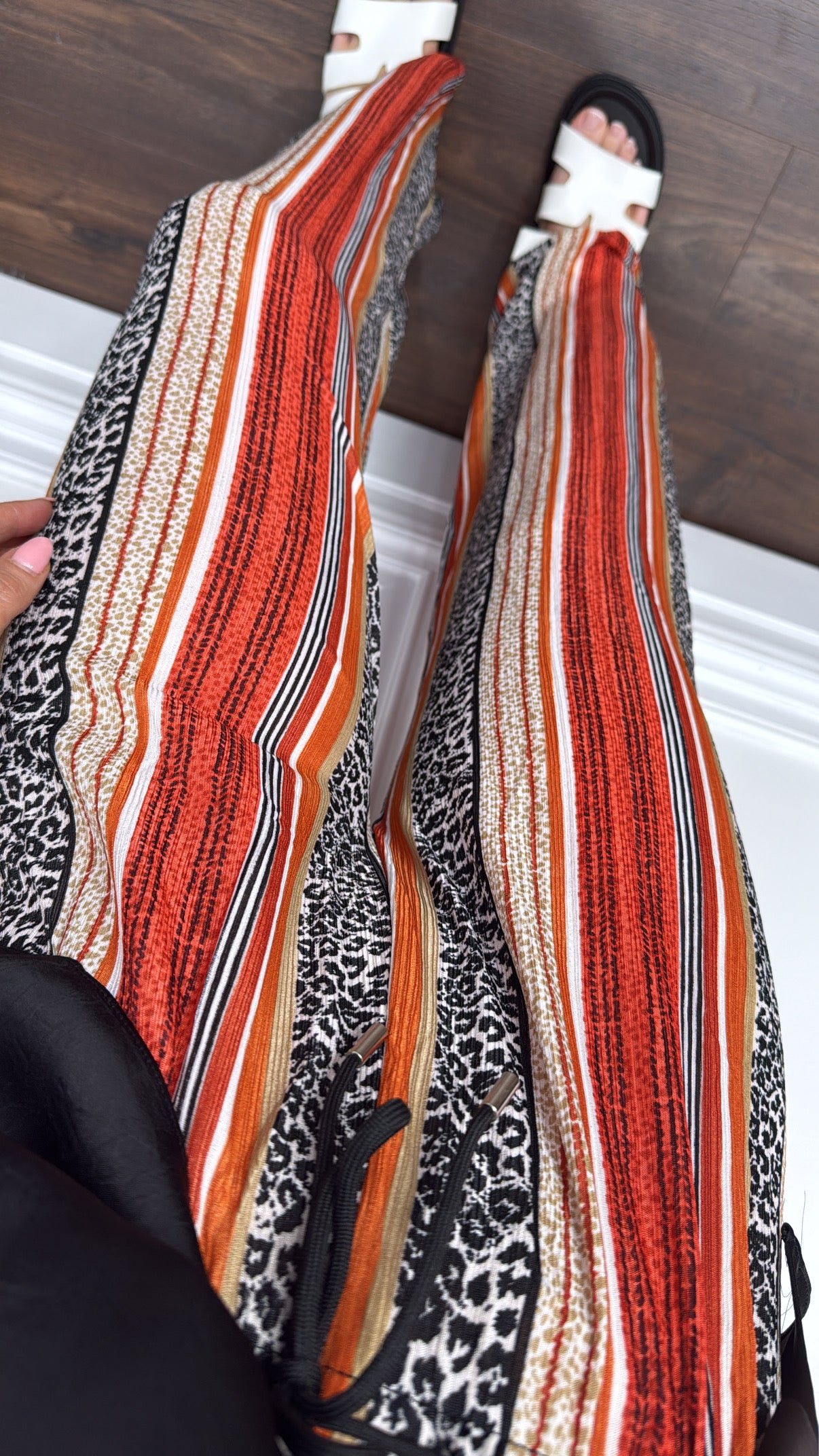 SAVANNAH orange printed palazzo trousers