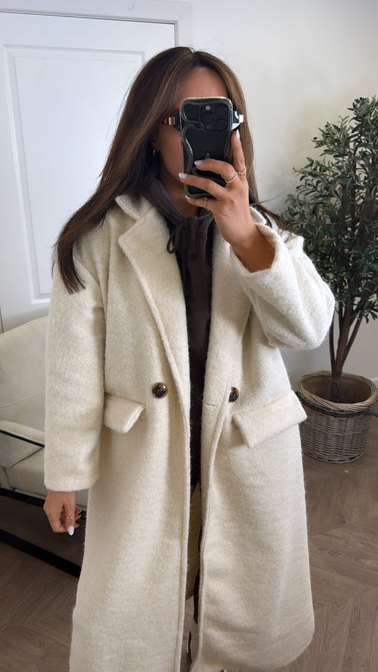 ELEANOR cream super soft duster coat