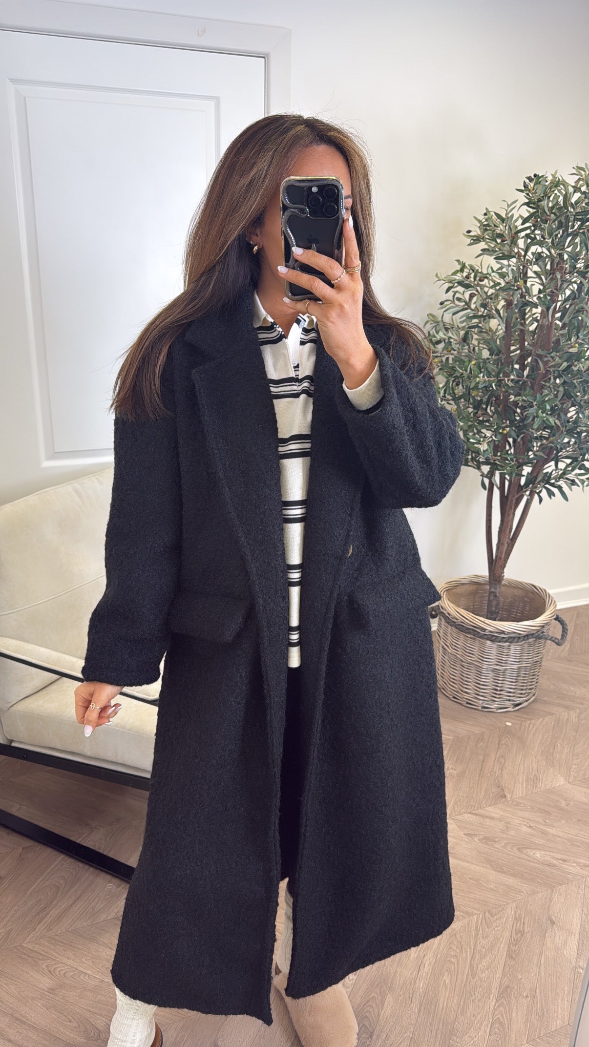 ELEANOR black super soft duster coat