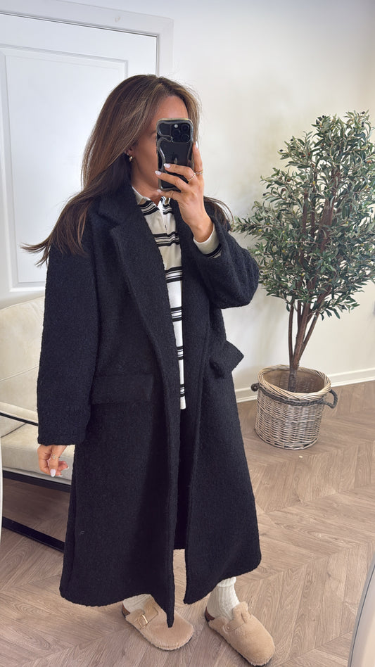 ELEANOR black super soft duster coat