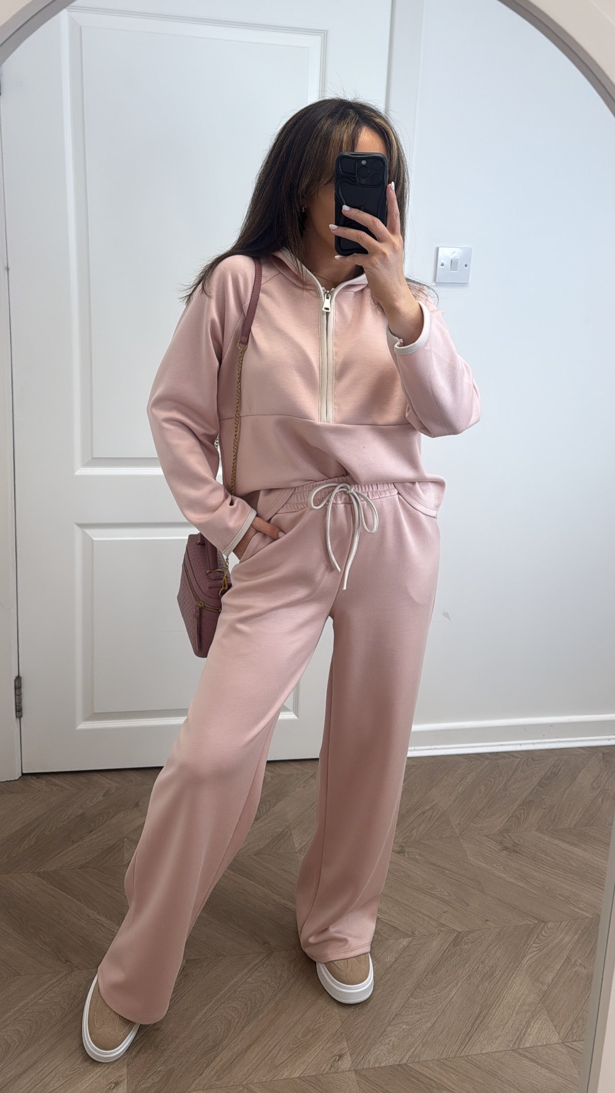 LIBERTY baby pink zip hoody and trousers lounge set