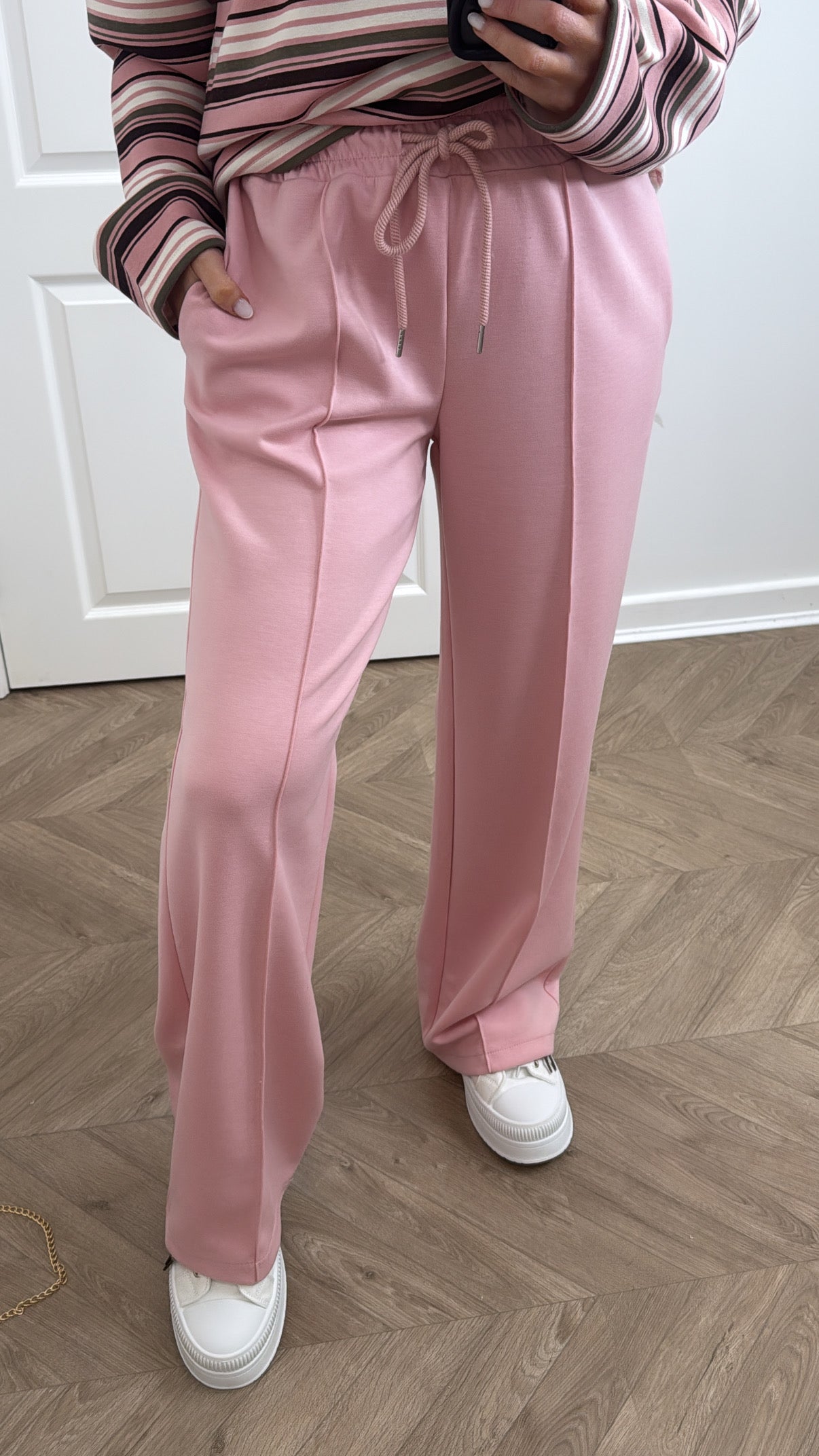 MARLEY baby pink soft seam detail joggers