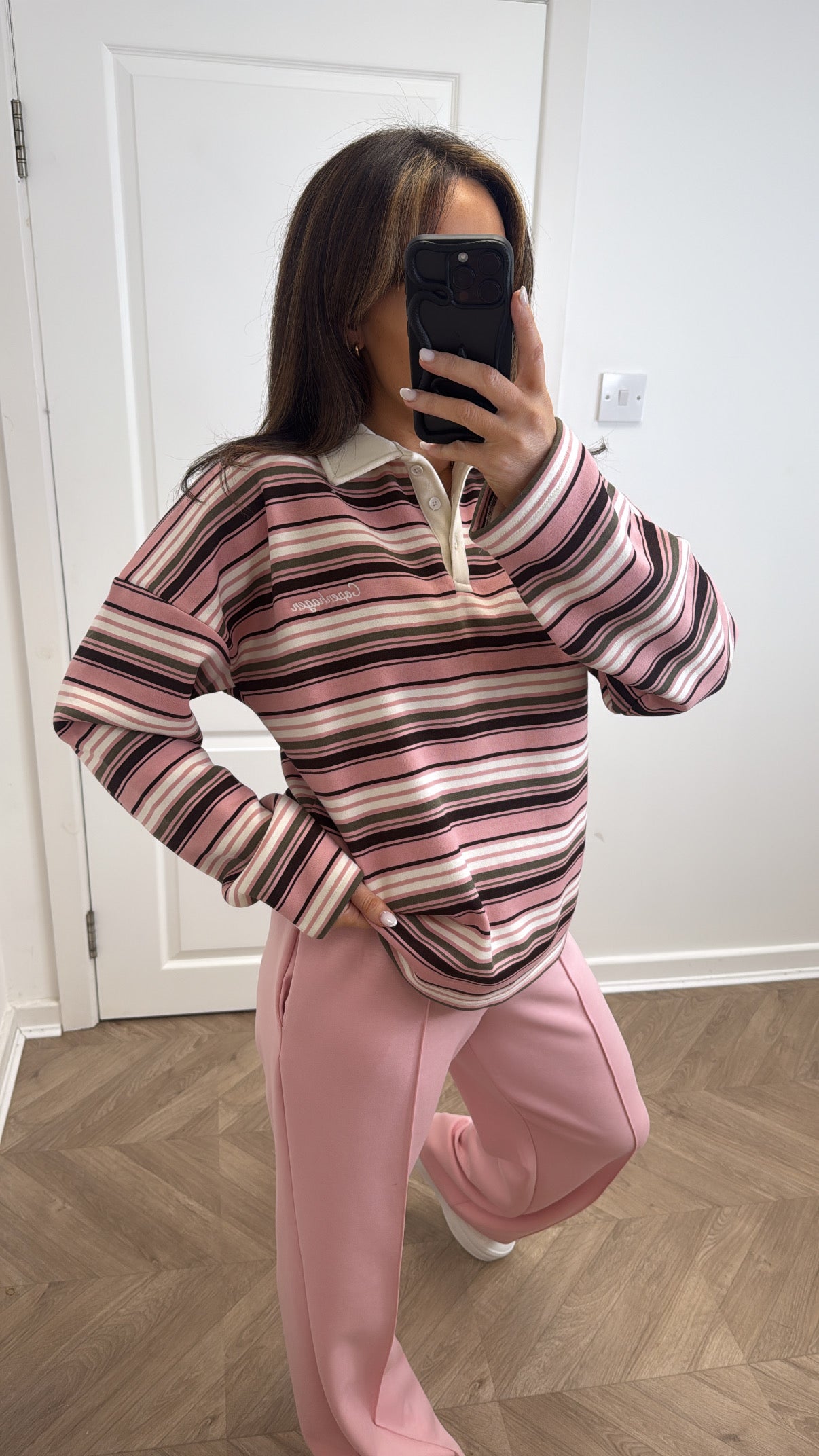 COPENHAGEN pink stripe rugby jumper