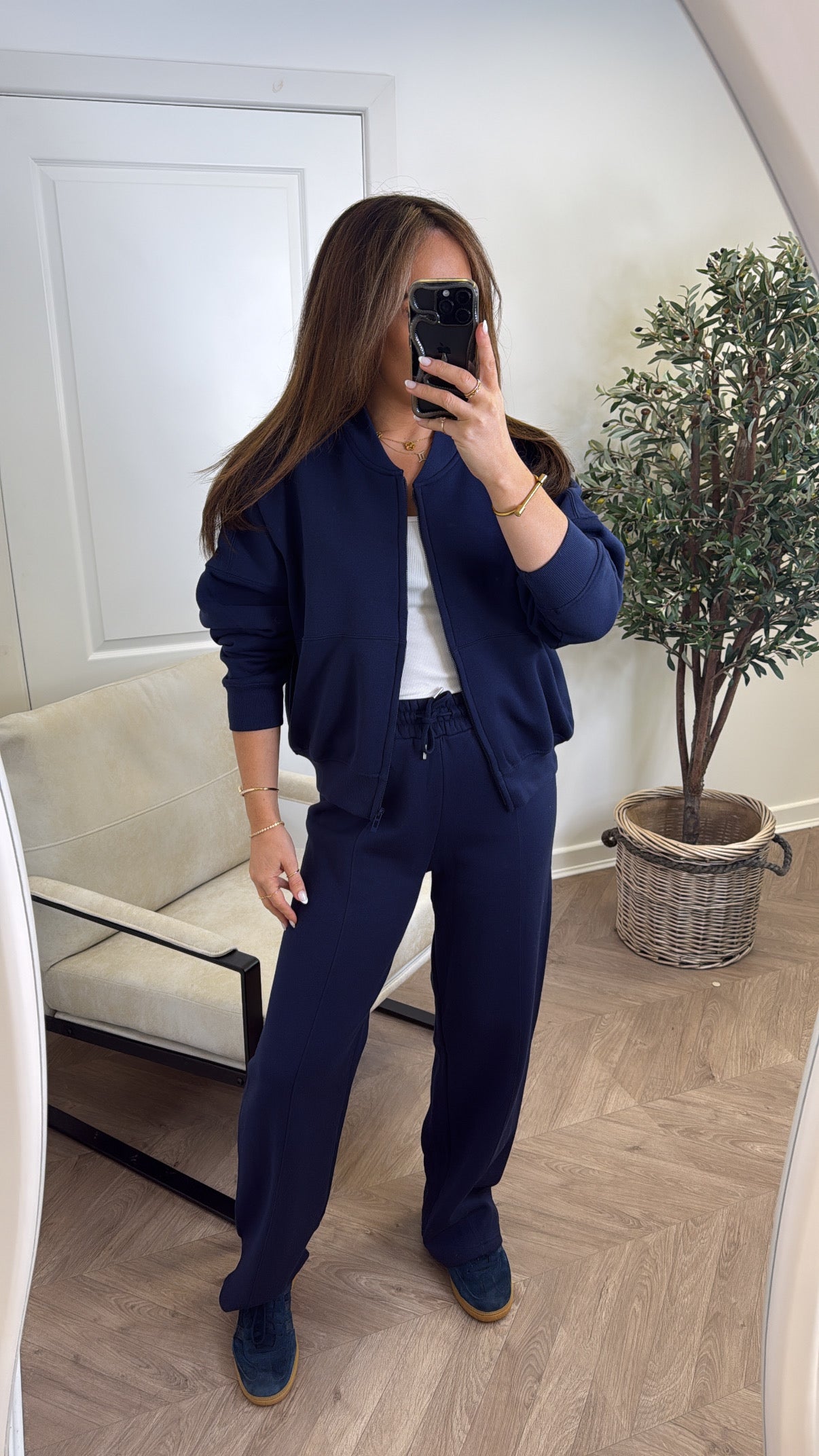ELLEN navy bomber jacket and trouser lounge set
