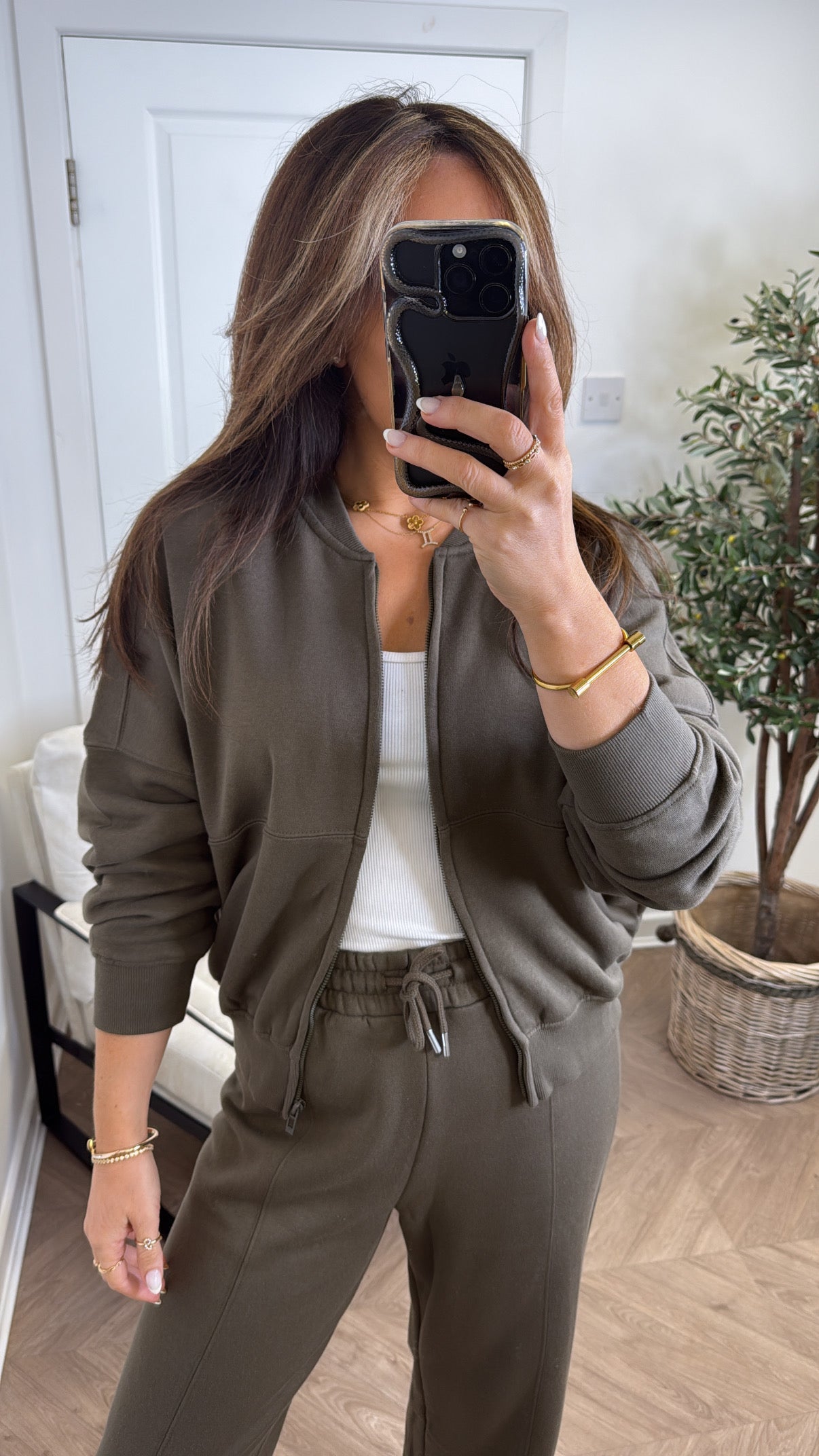 ELLEN khaki bomber jacket and trouser lounge set