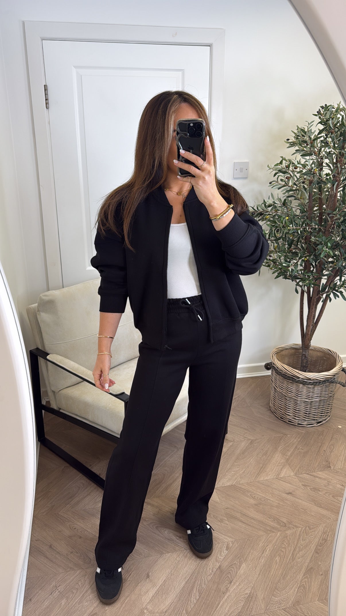 ELLEN black bomber jacket and trouser lounge set