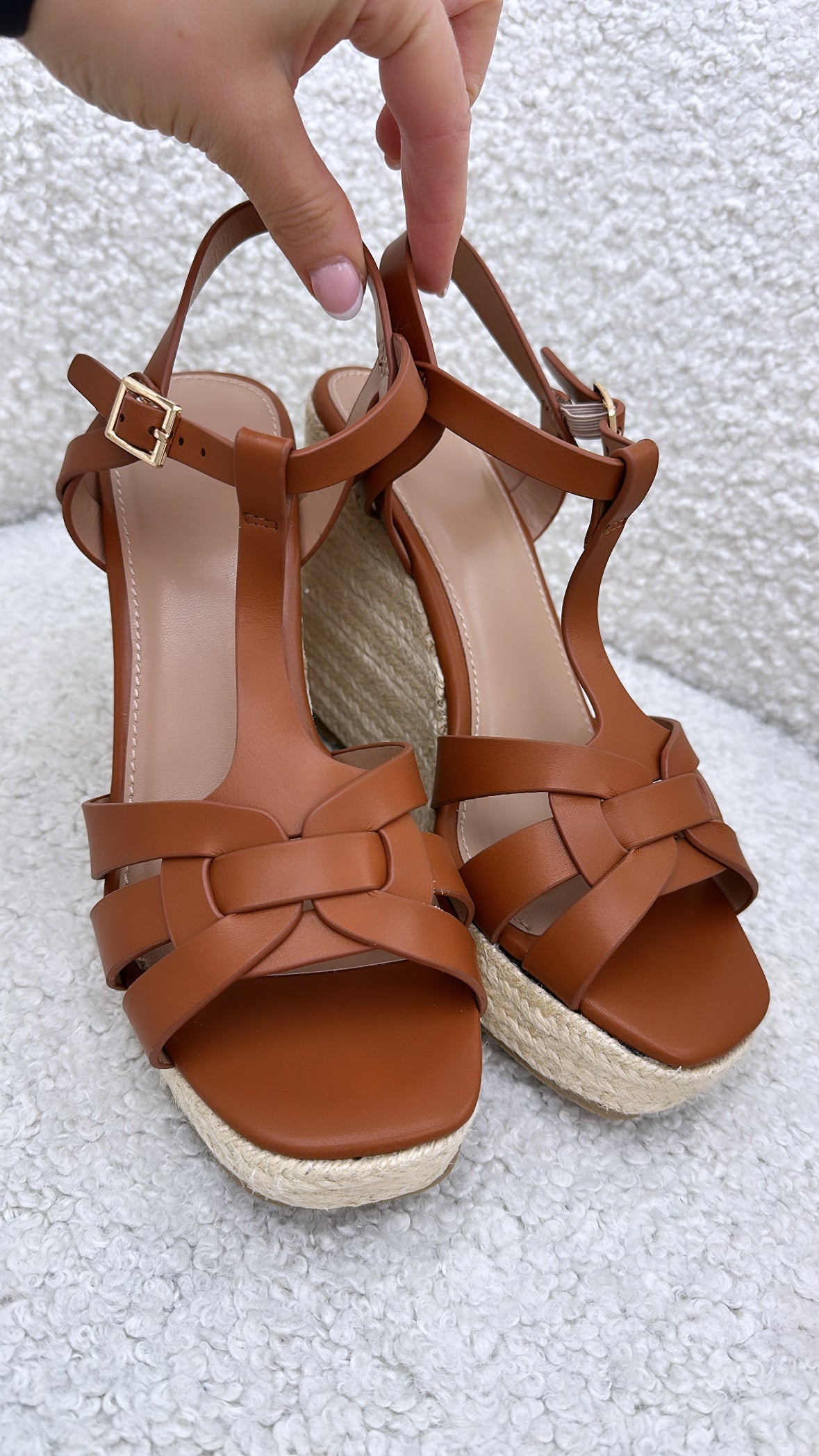 Faux clearance leather wedges