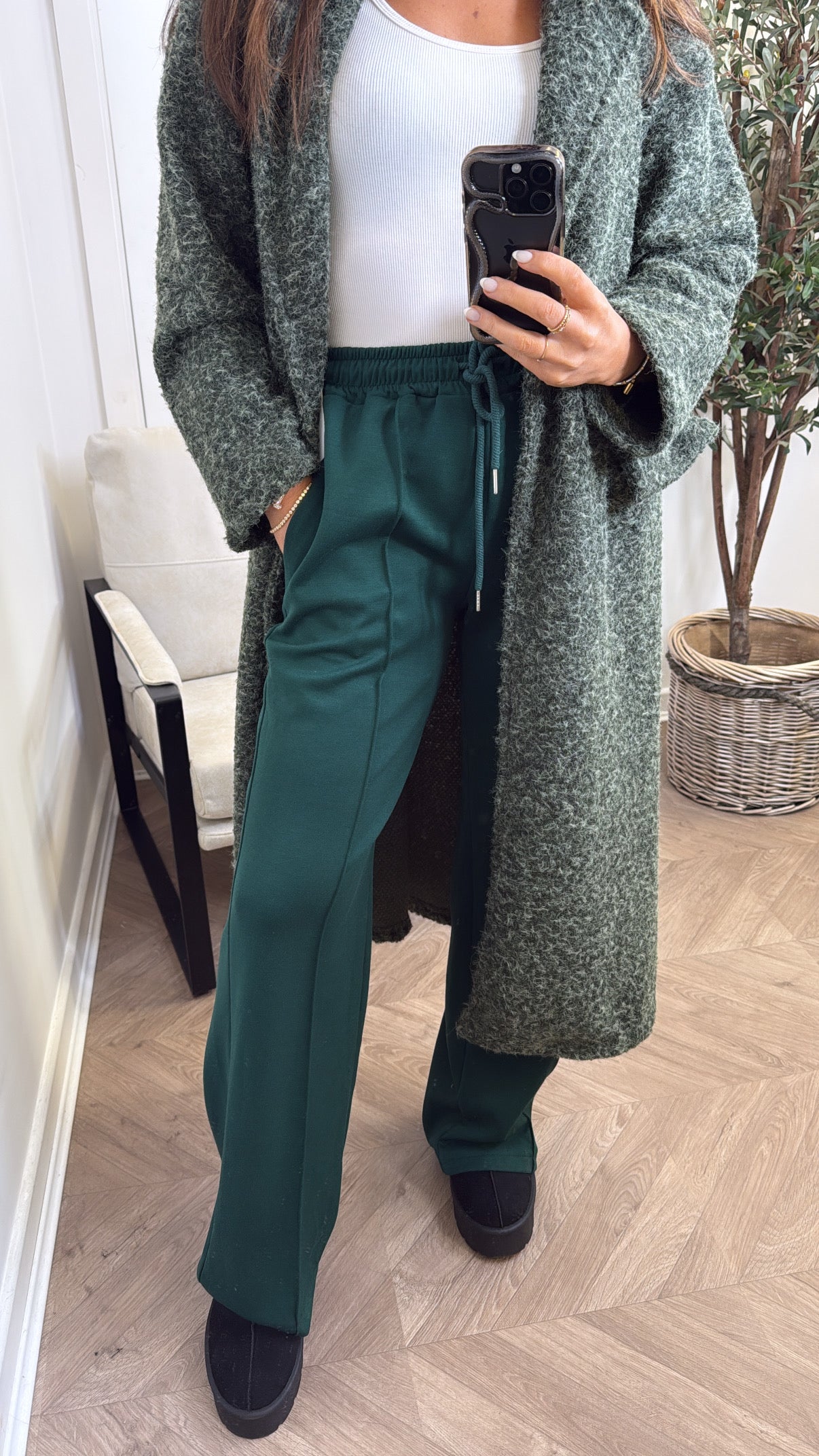 MARLEY forest green soft seam detail joggers