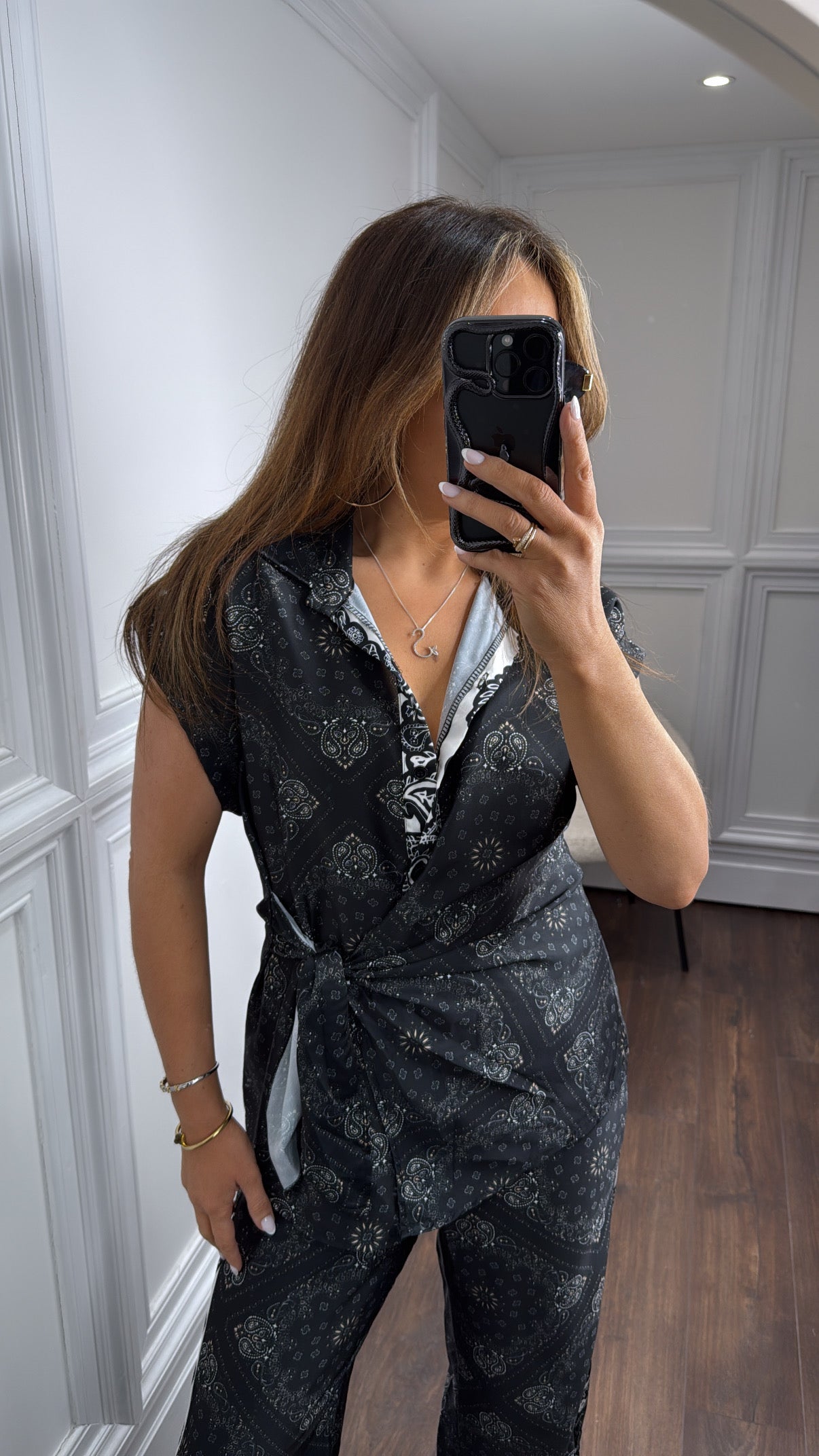 LOIS black paisley satin co-ord