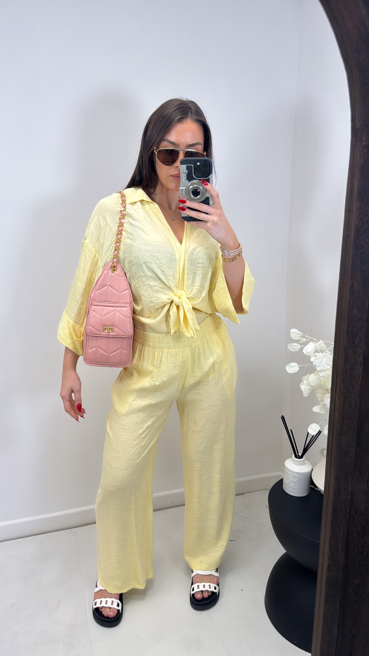 POLLY lemon shirt and trousers co-ord