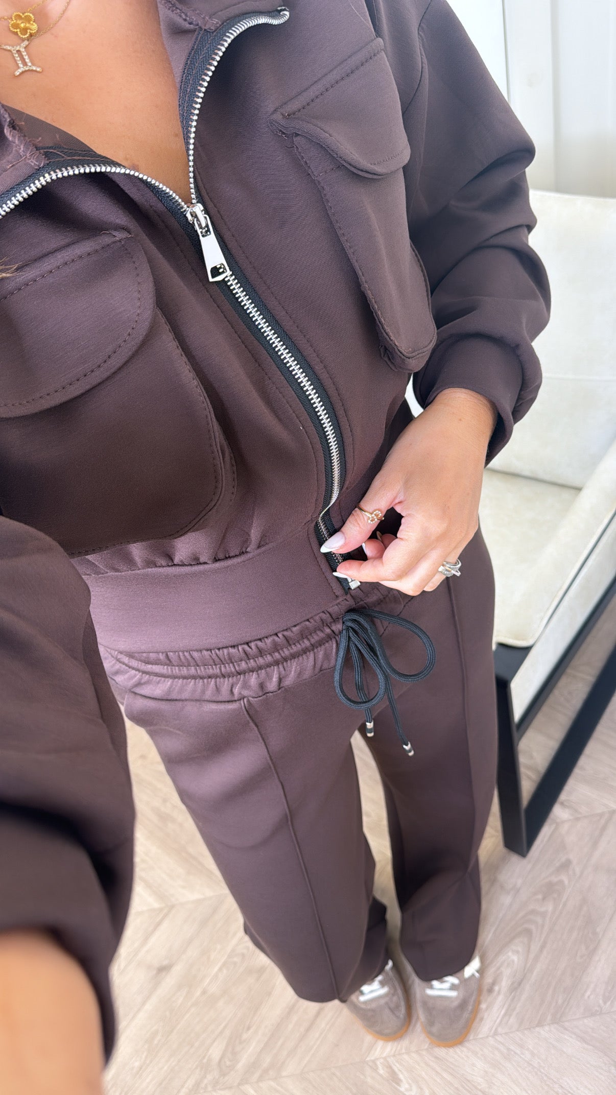 PAYTON chocolate zip up jacket and joggers tracksuit
