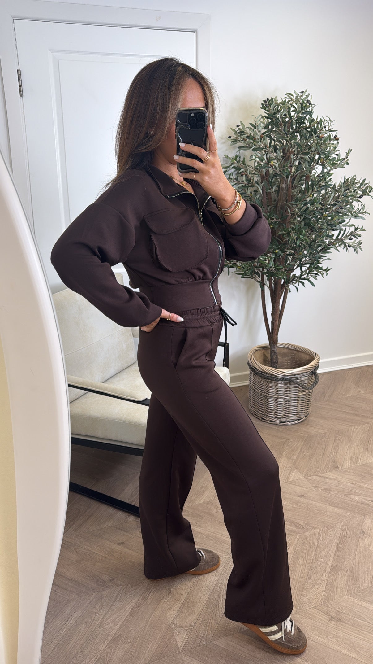 PAYTON chocolate zip up jacket and joggers tracksuit