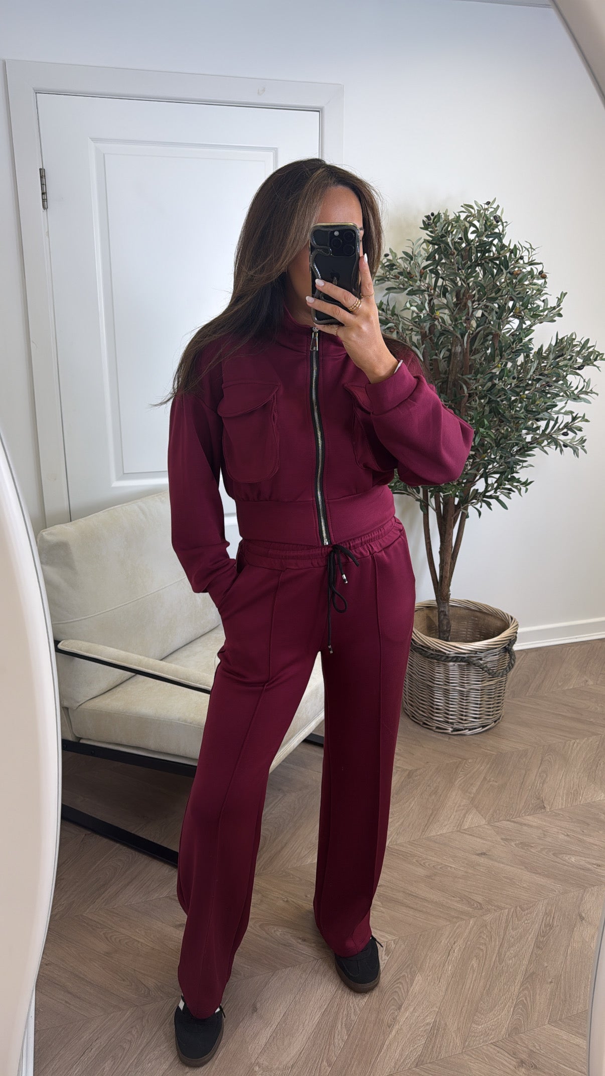 PAYTON berry zip up jacket and joggers tracksuit