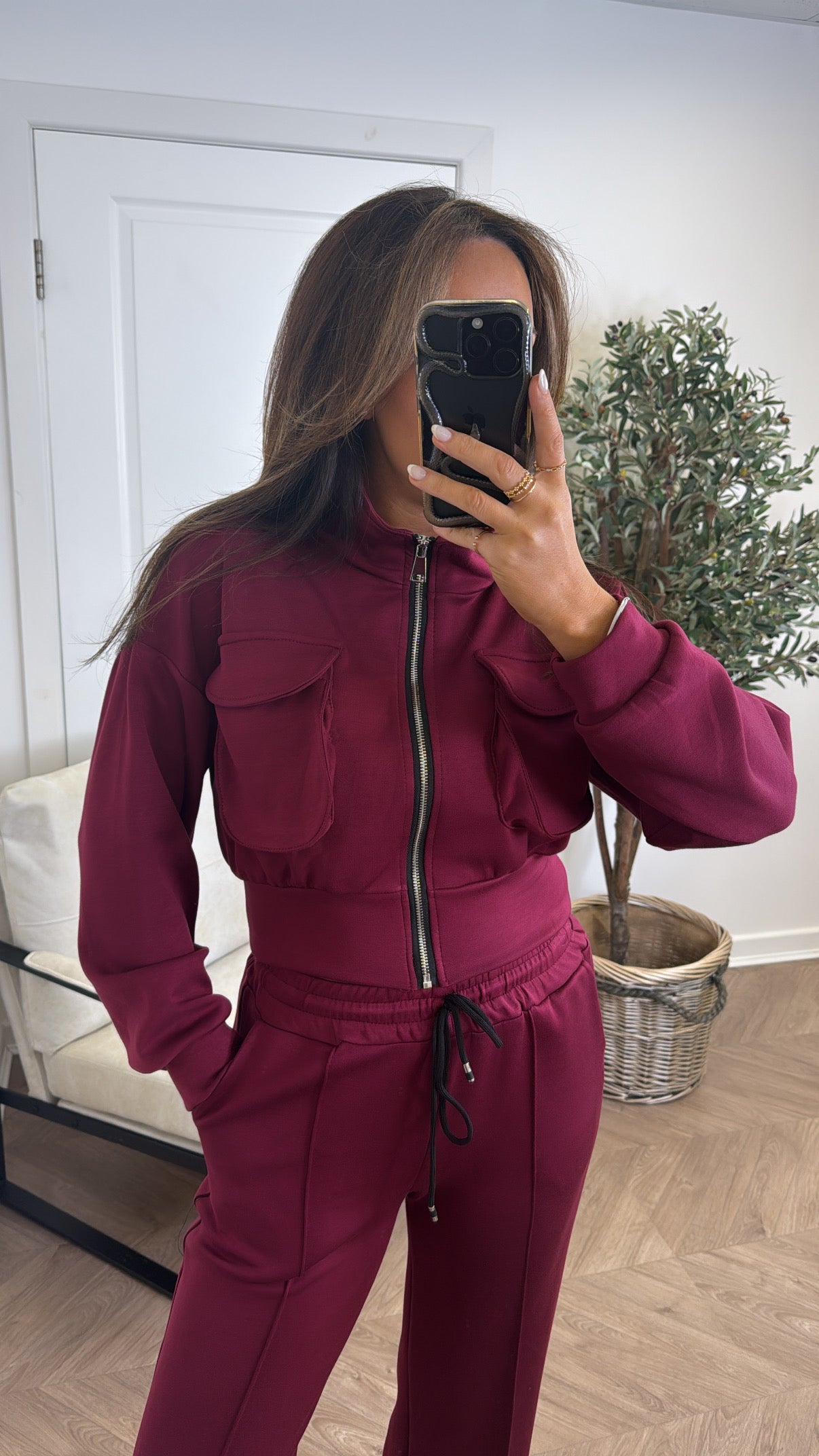 PAYTON berry zip up jacket and joggers tracksuit
