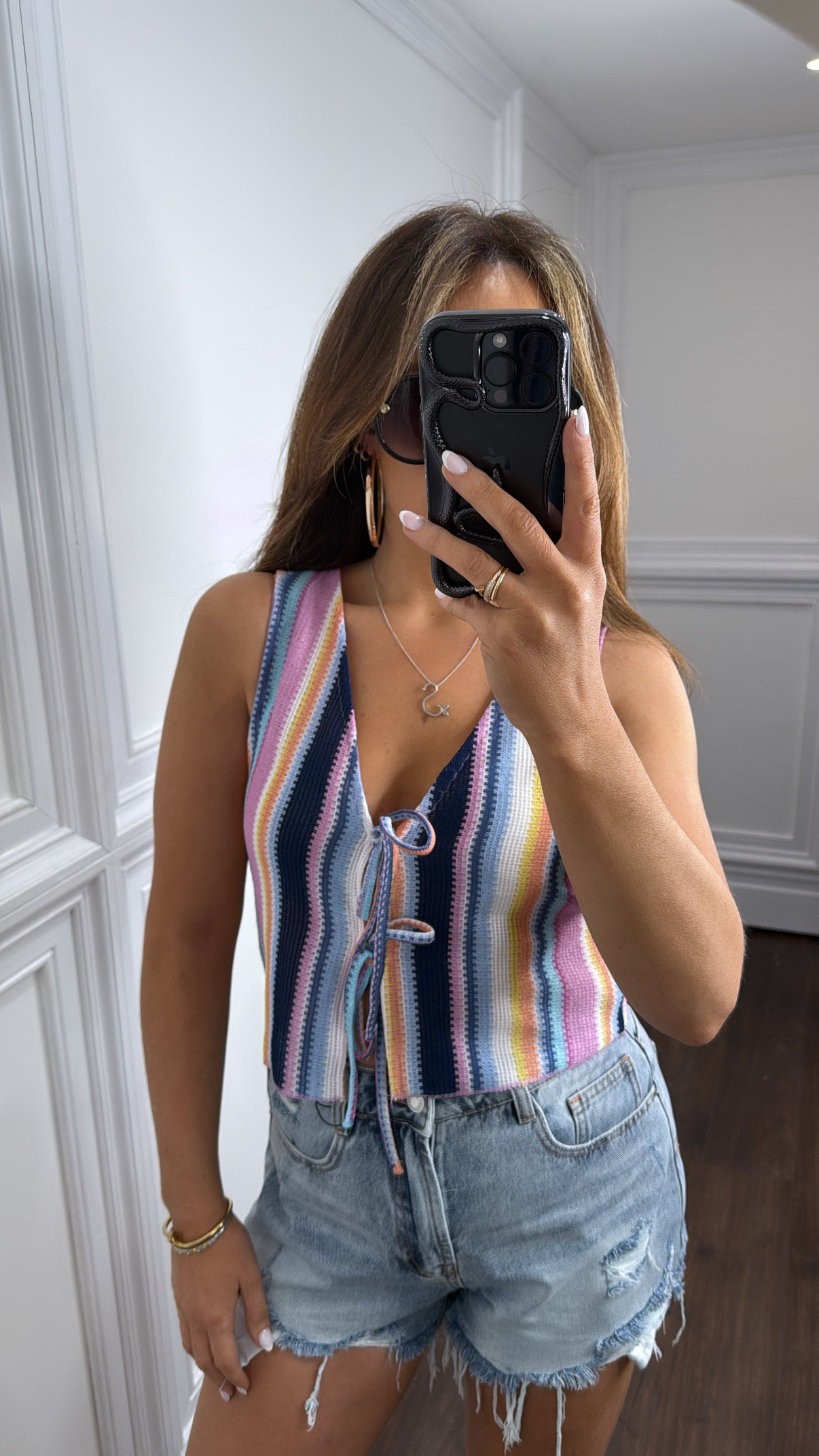 BETSY lilac waffle knit tie waist jacket top