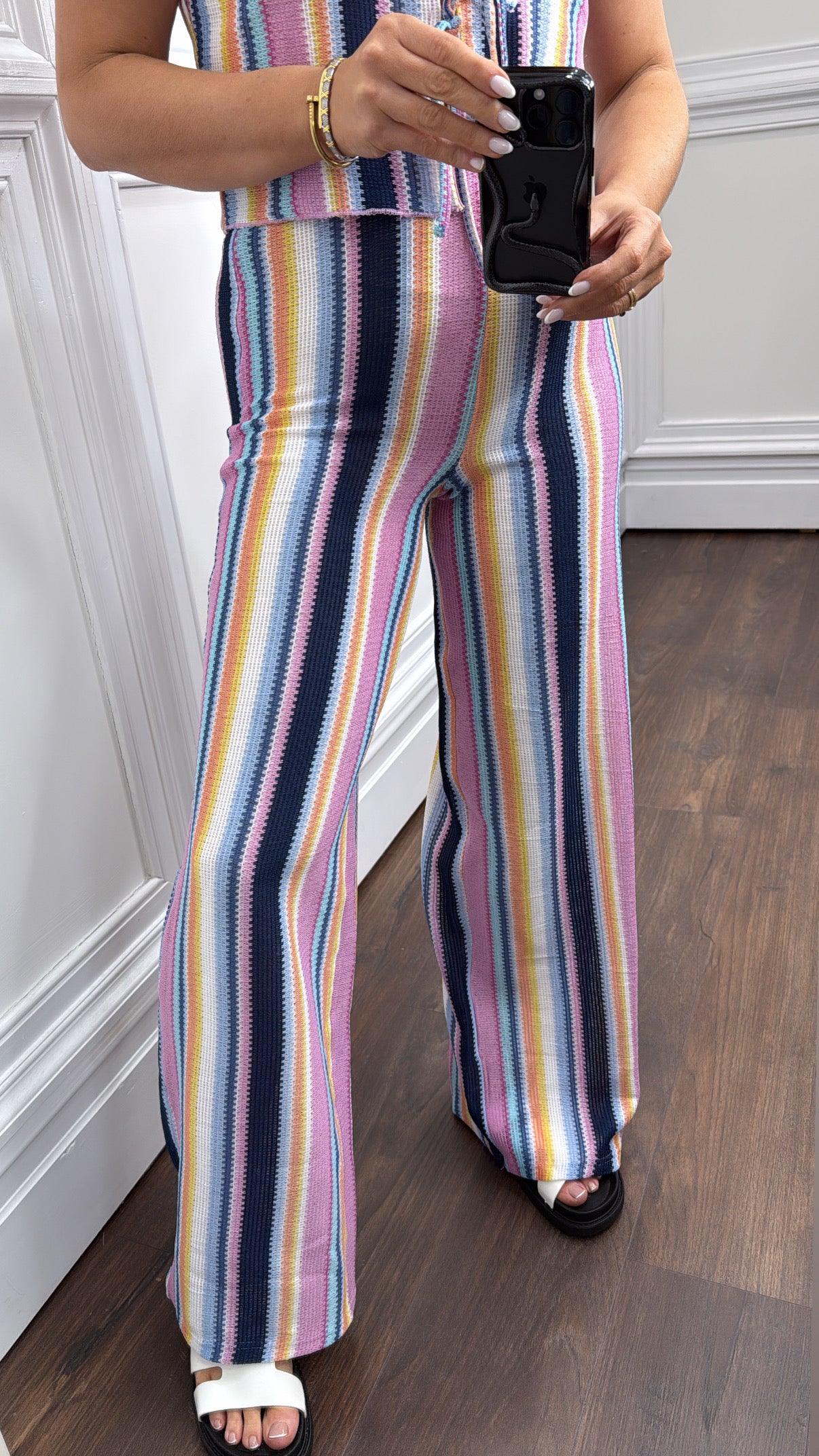 JOCELYN lilac waffle knit wide leg trousers