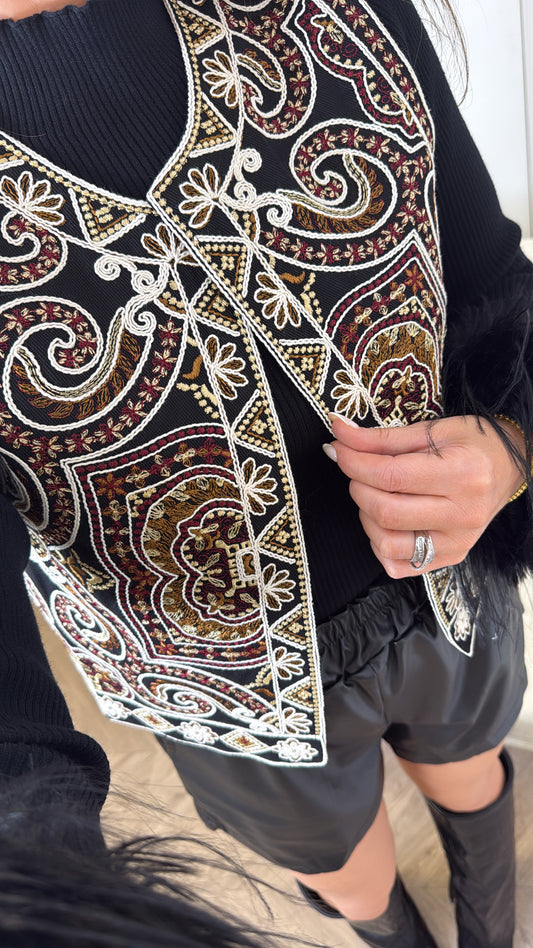 MILLY black embroidered waistcoat
