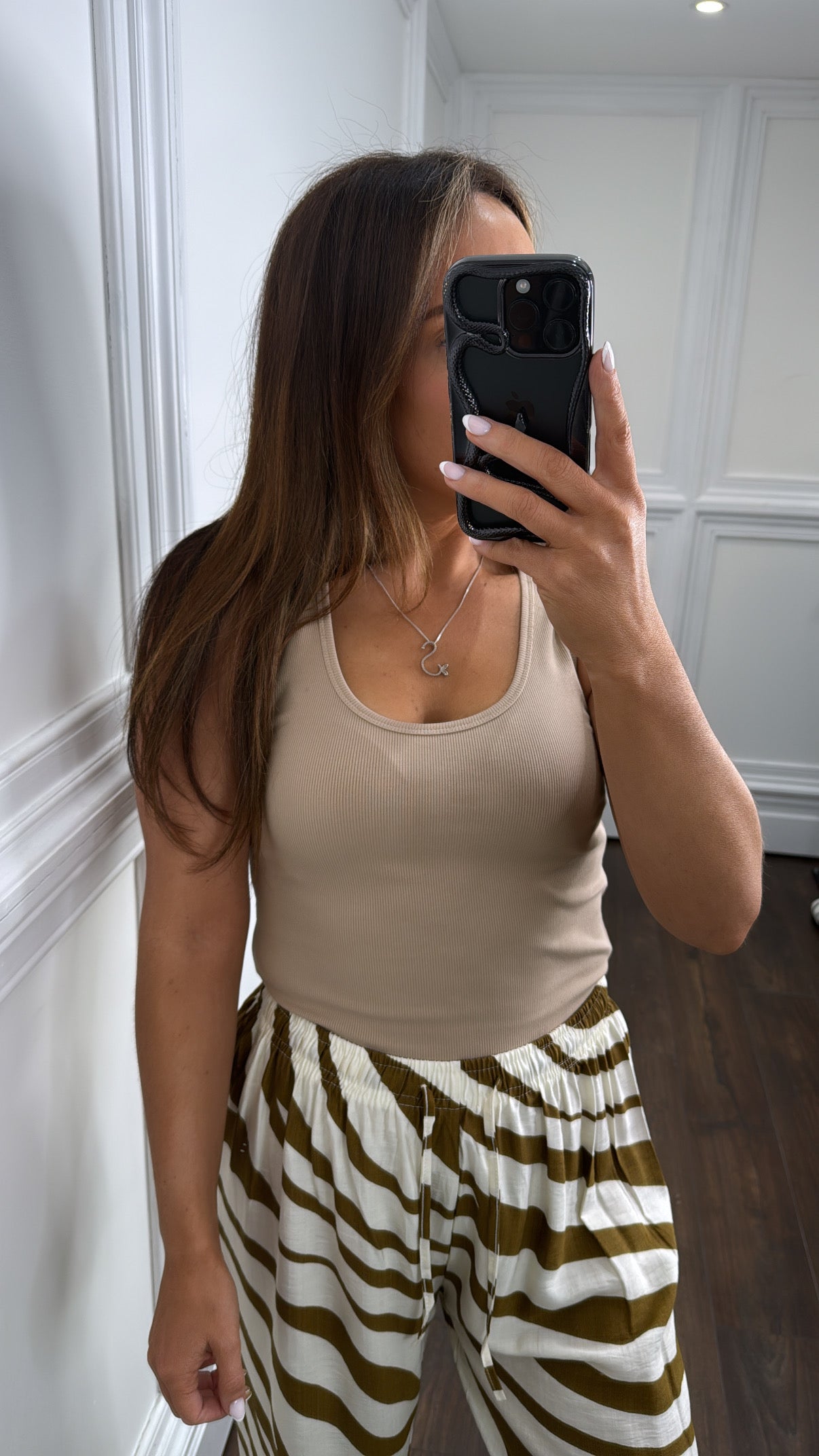 MACY taupe ribbed vest top