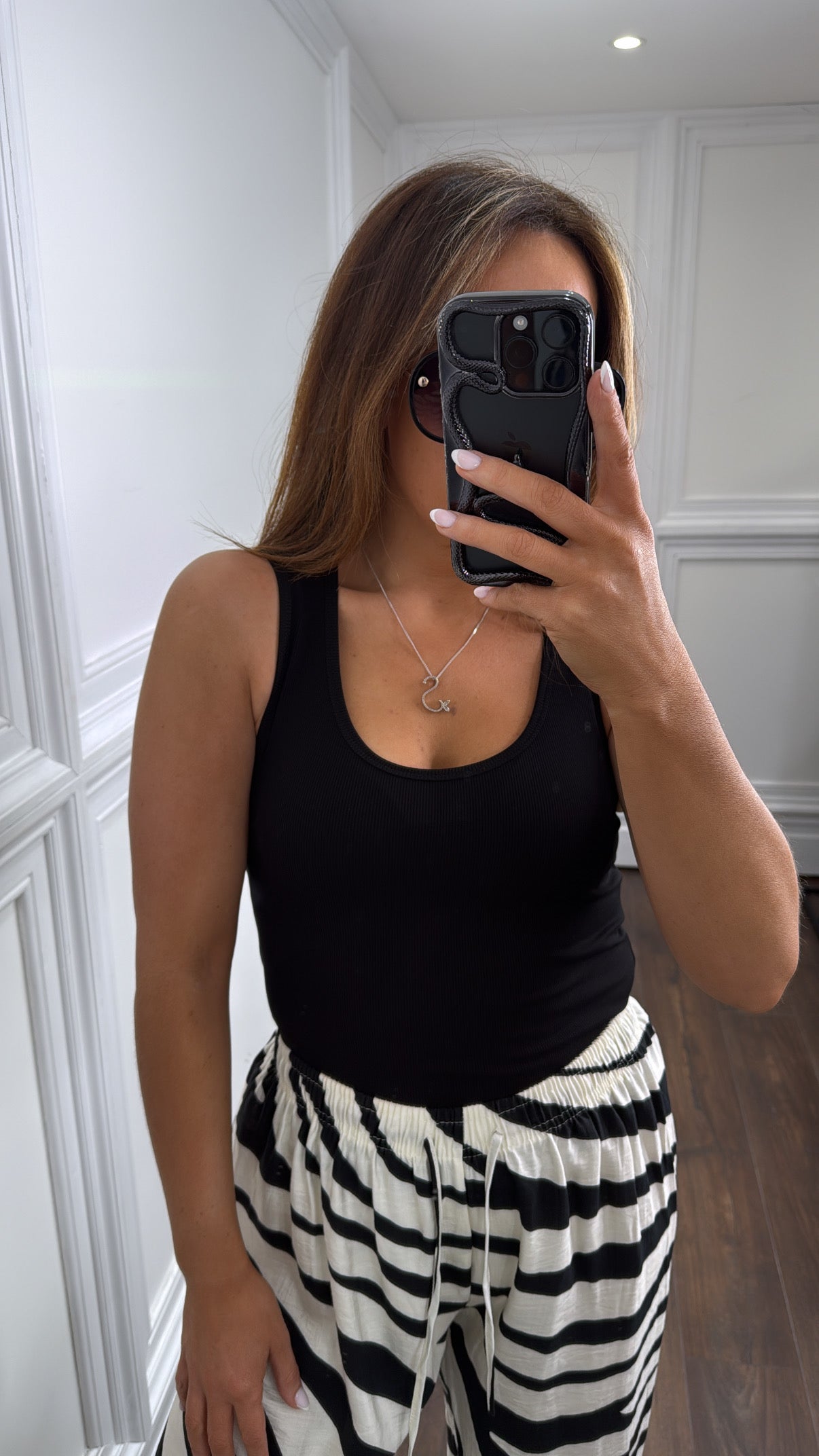 MACY black ribbed vest top