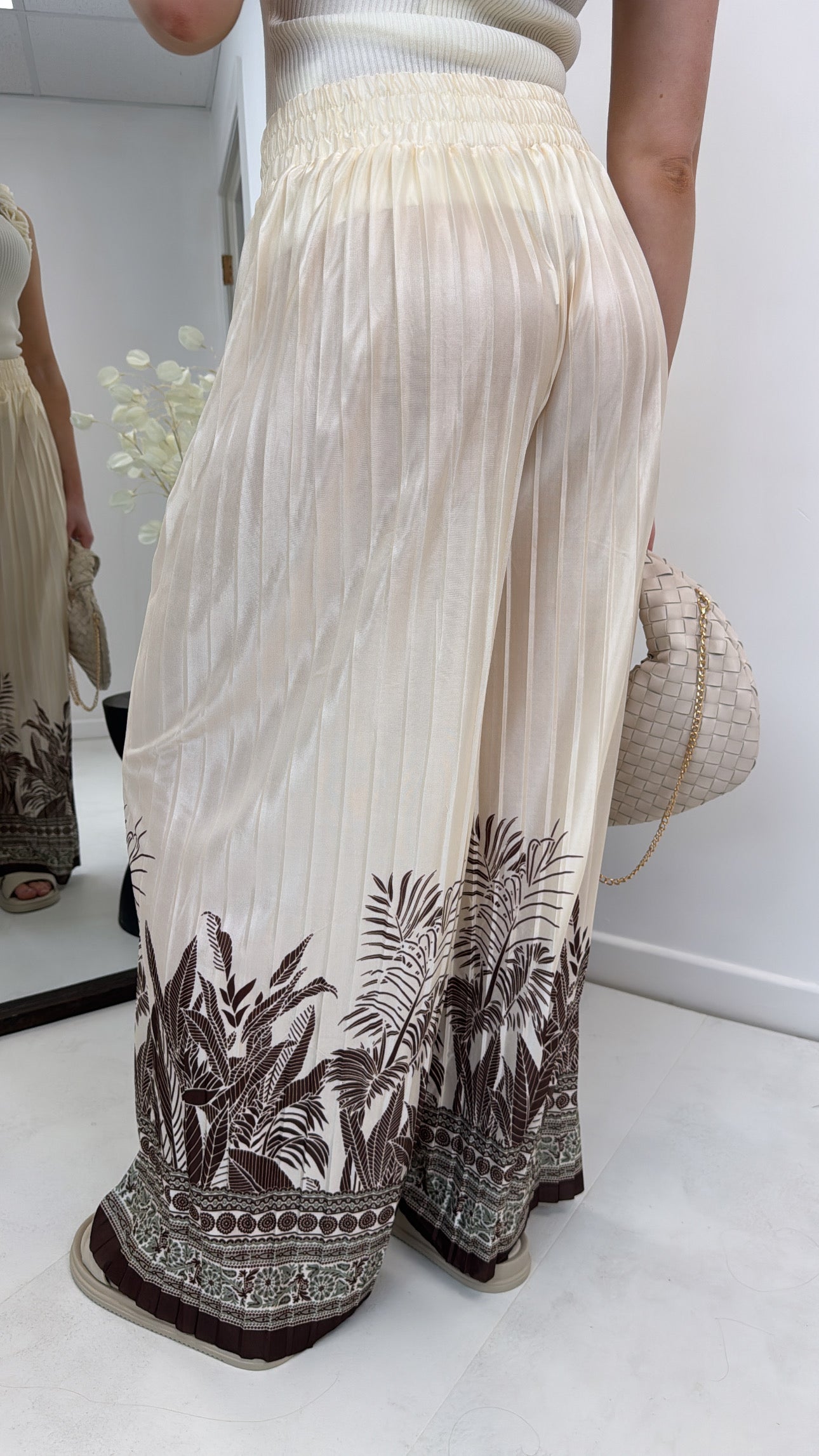 LIA brown and cream palazzo trousers