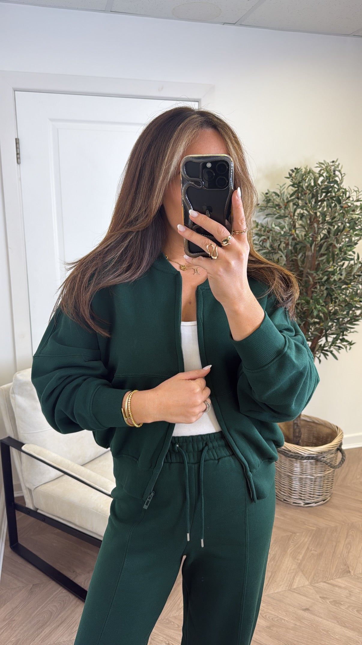 ELLEN forest green bomber and trouser lounge set