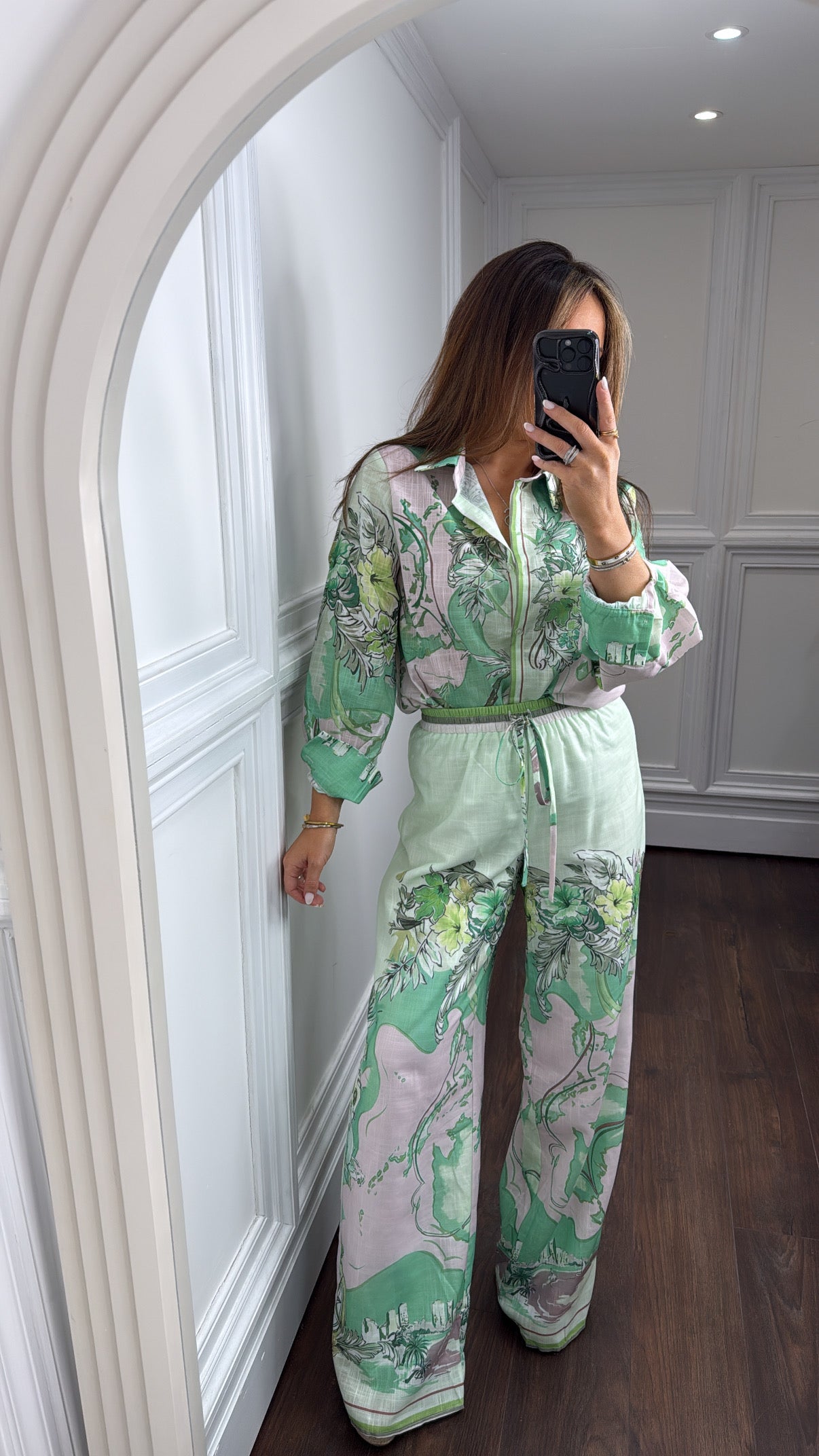 CASSYANNE green floral co-ord
