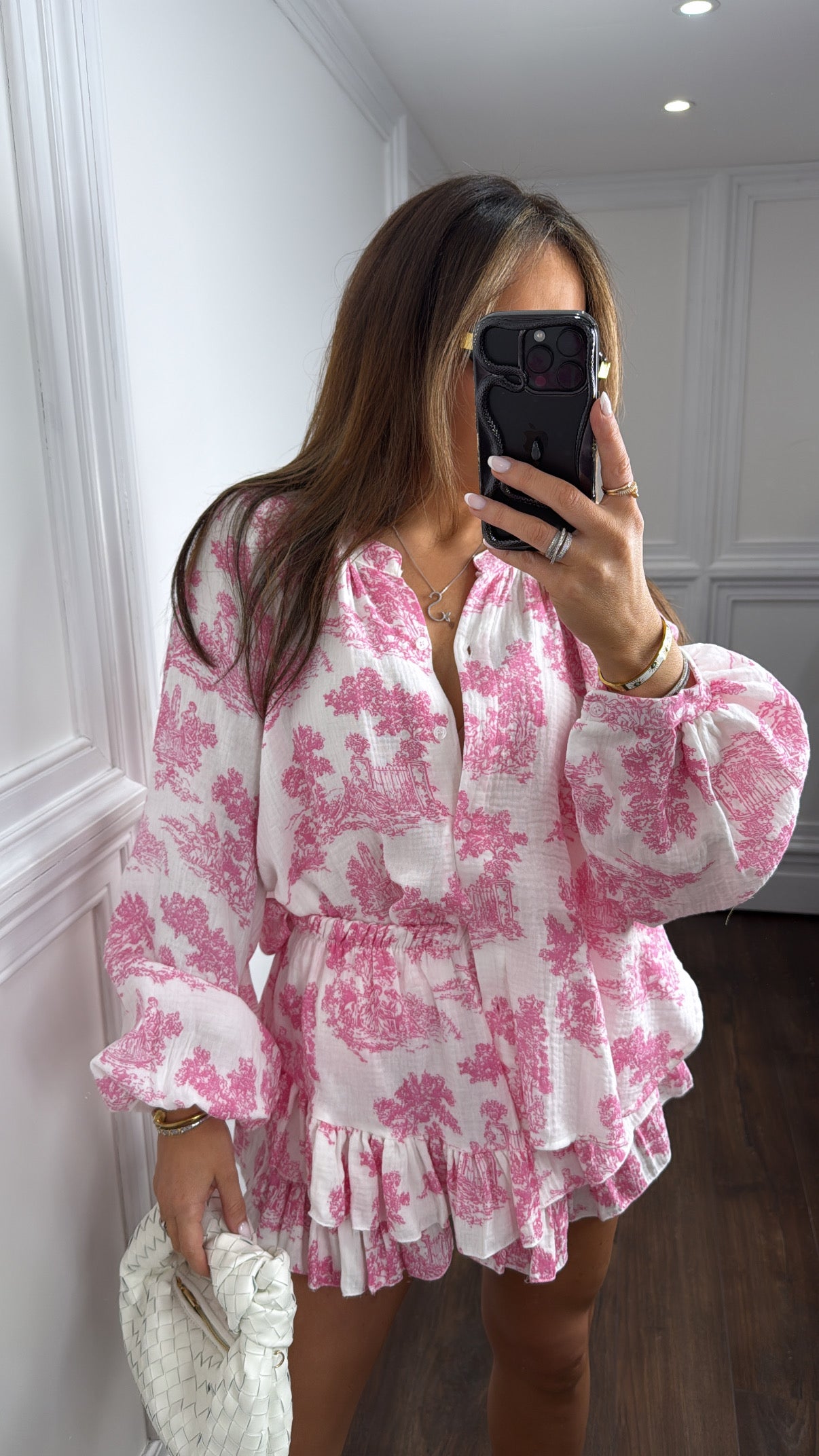 TALLULAH pink and white oriental print top and skort co-ord