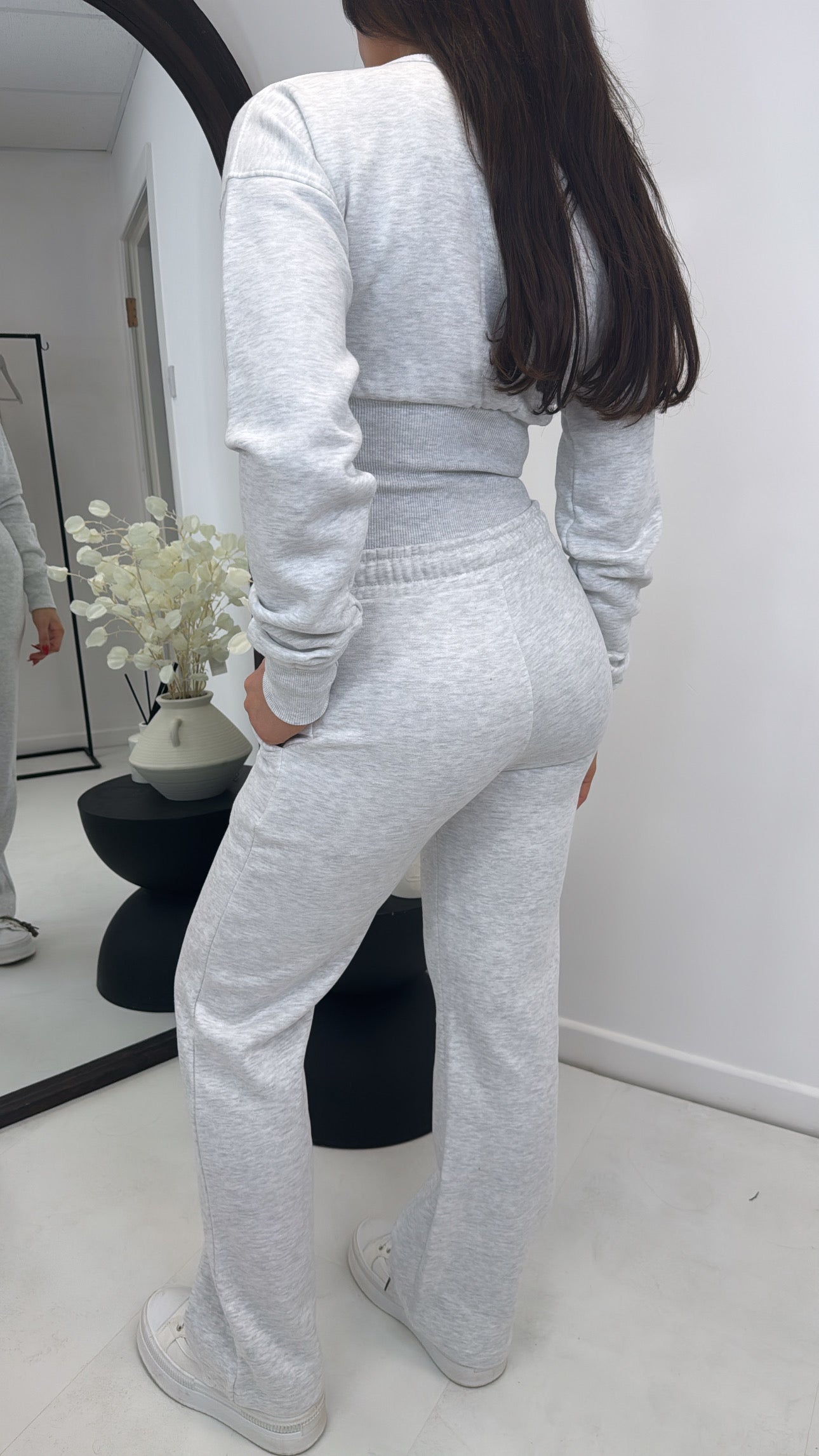 ALLY grey marl fitted zip top lounge set