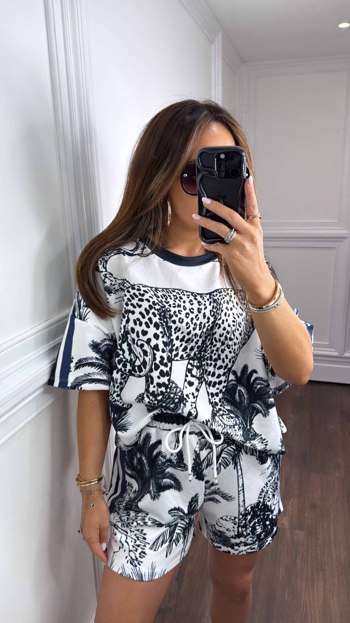 SAMIRA navy jungle print top and shorts co-ord
