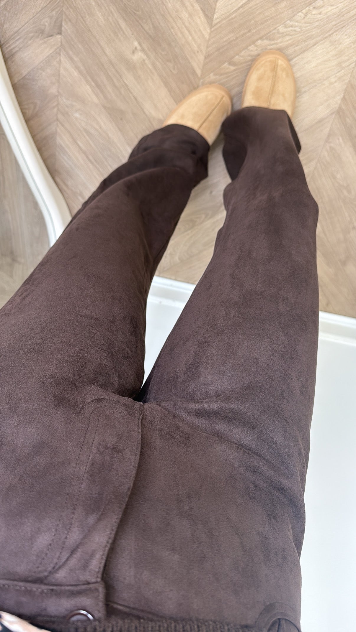 BETTY brown faux suede trousers