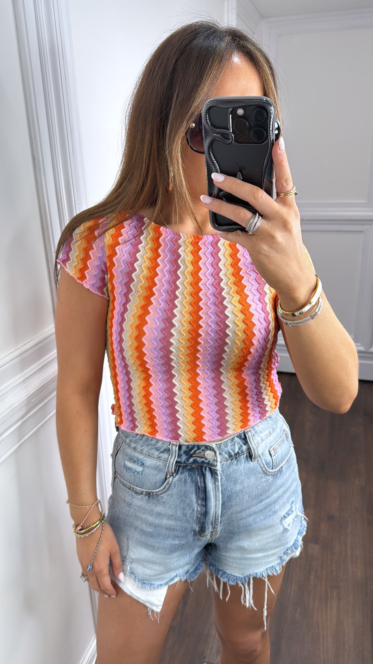 CHANTELLE pink zig zag top