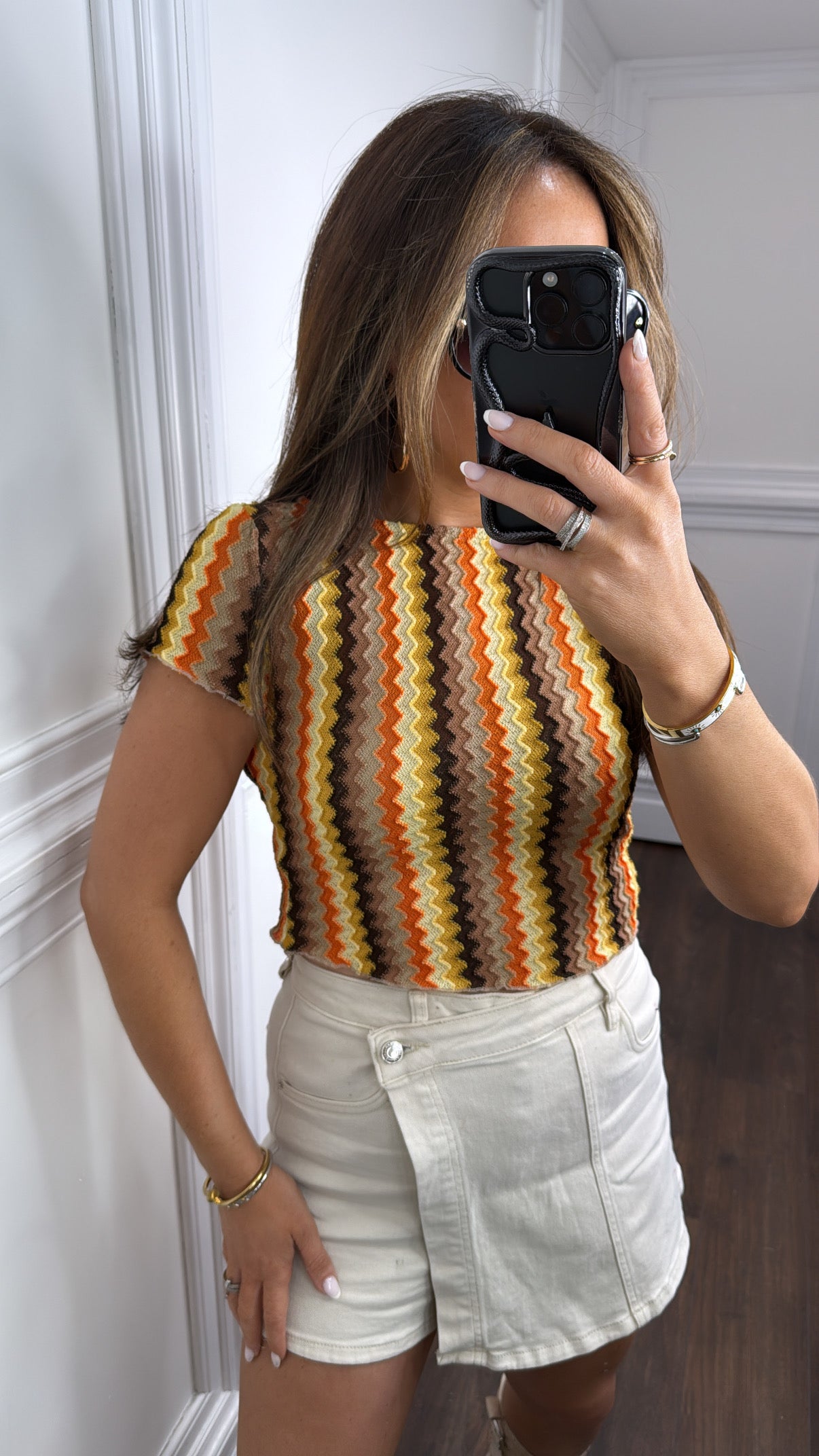 CHANTELLE orange zig zag top