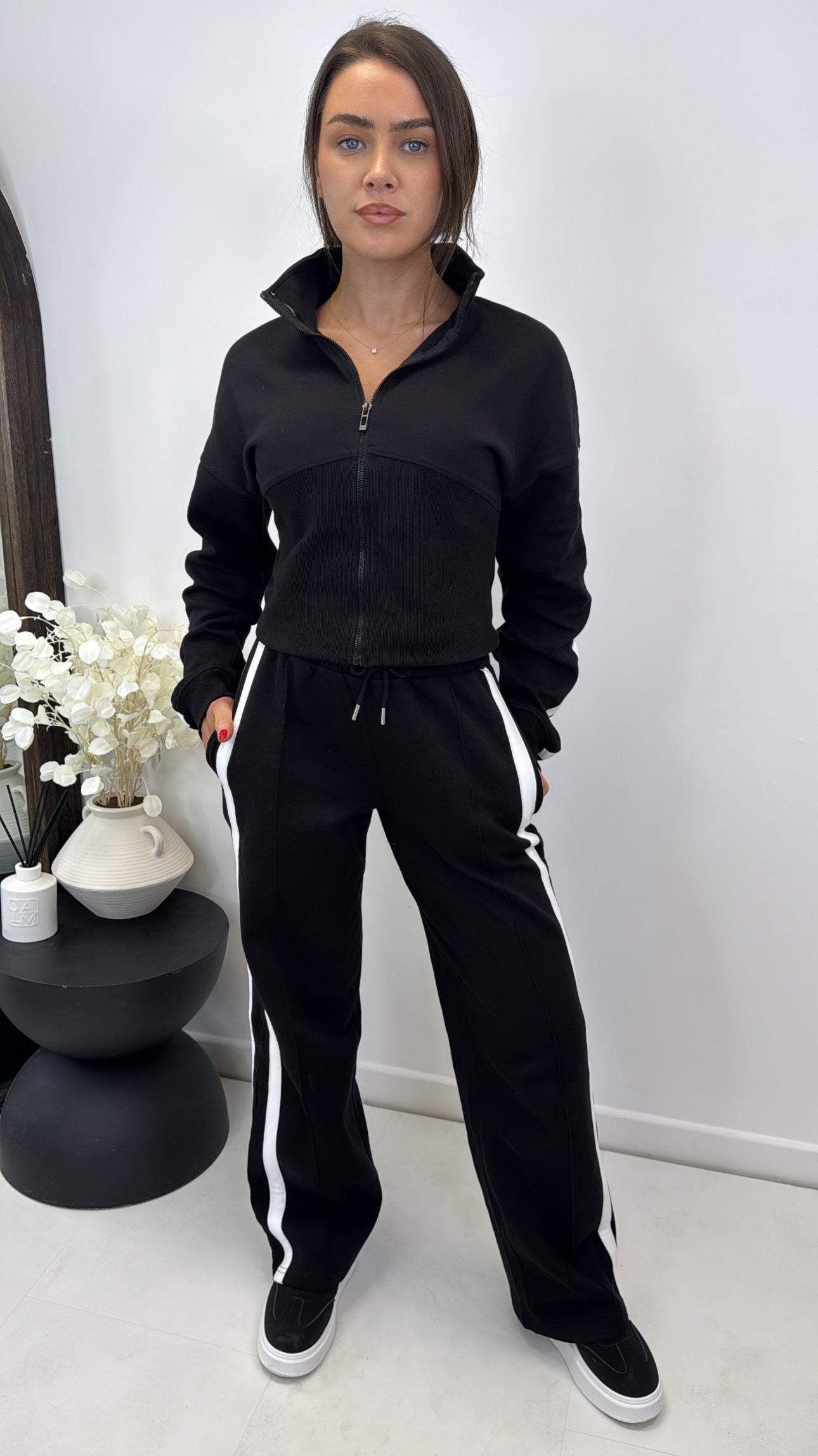 VANESSA black jacket and joggers lounge set