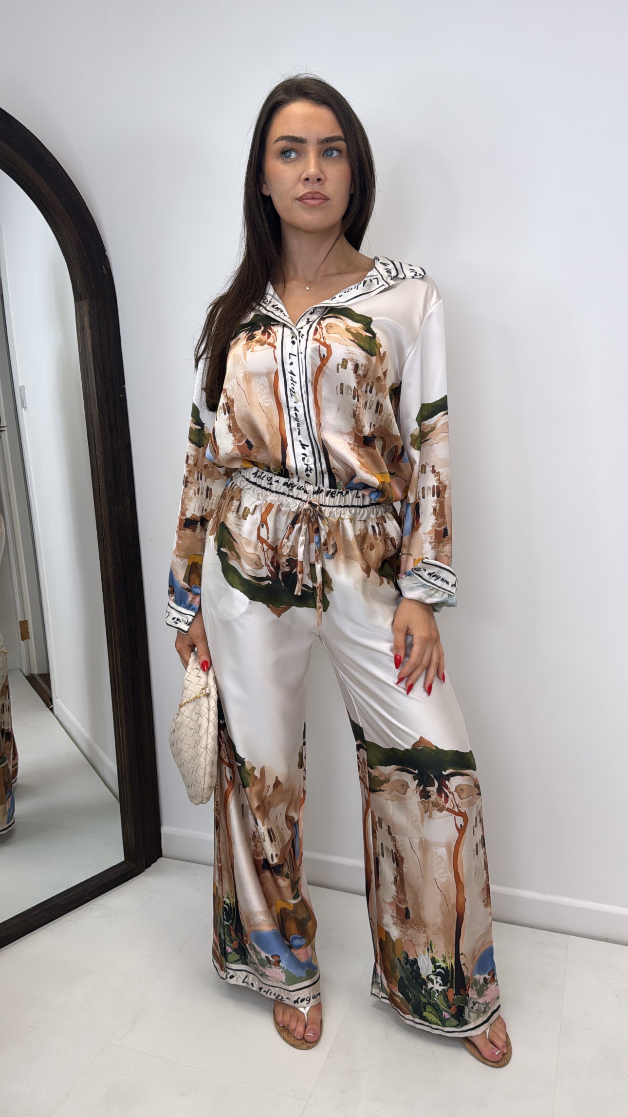 LULU white printed satin co-ord