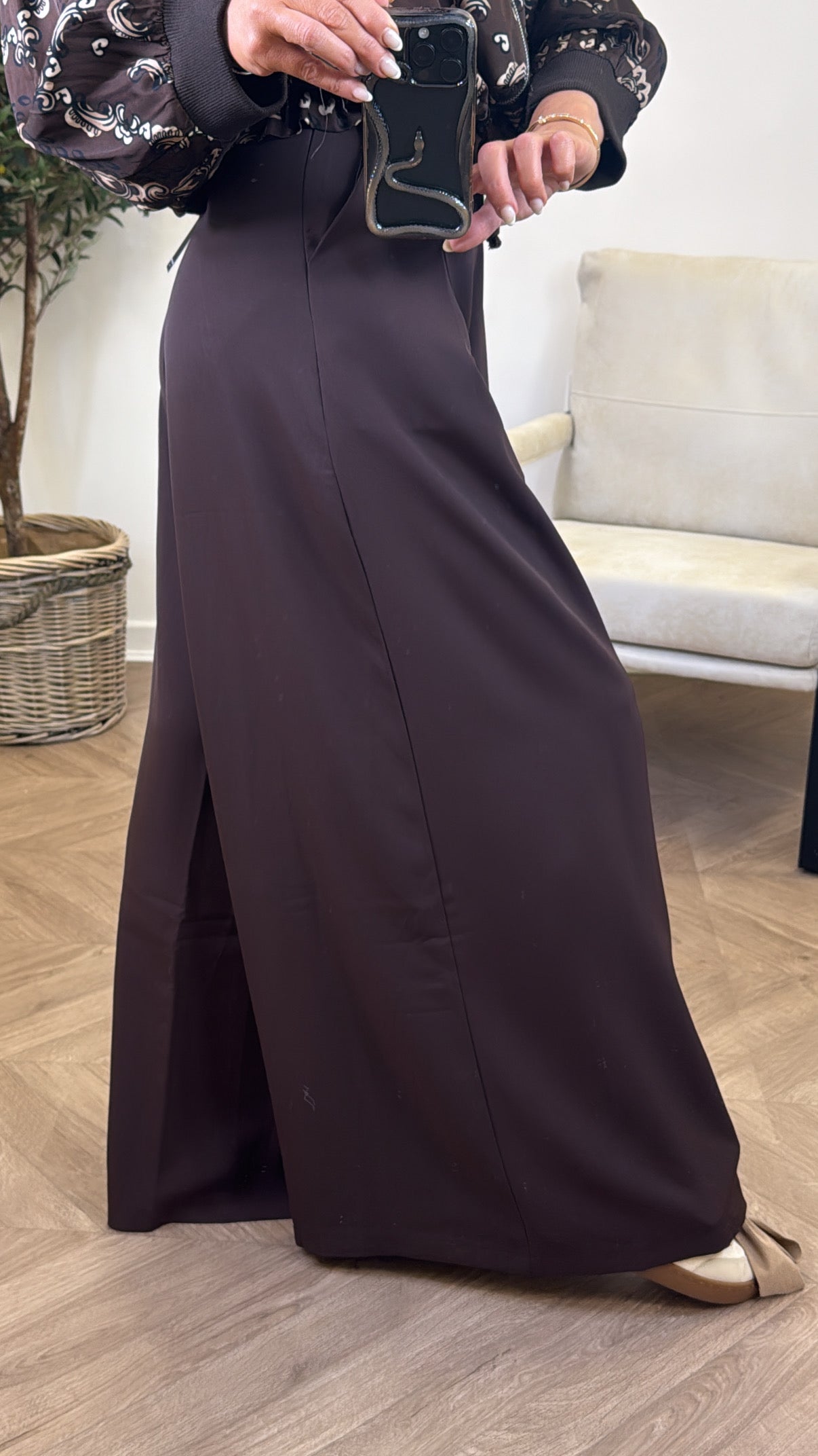 CORA brown high waist wide leg trousers