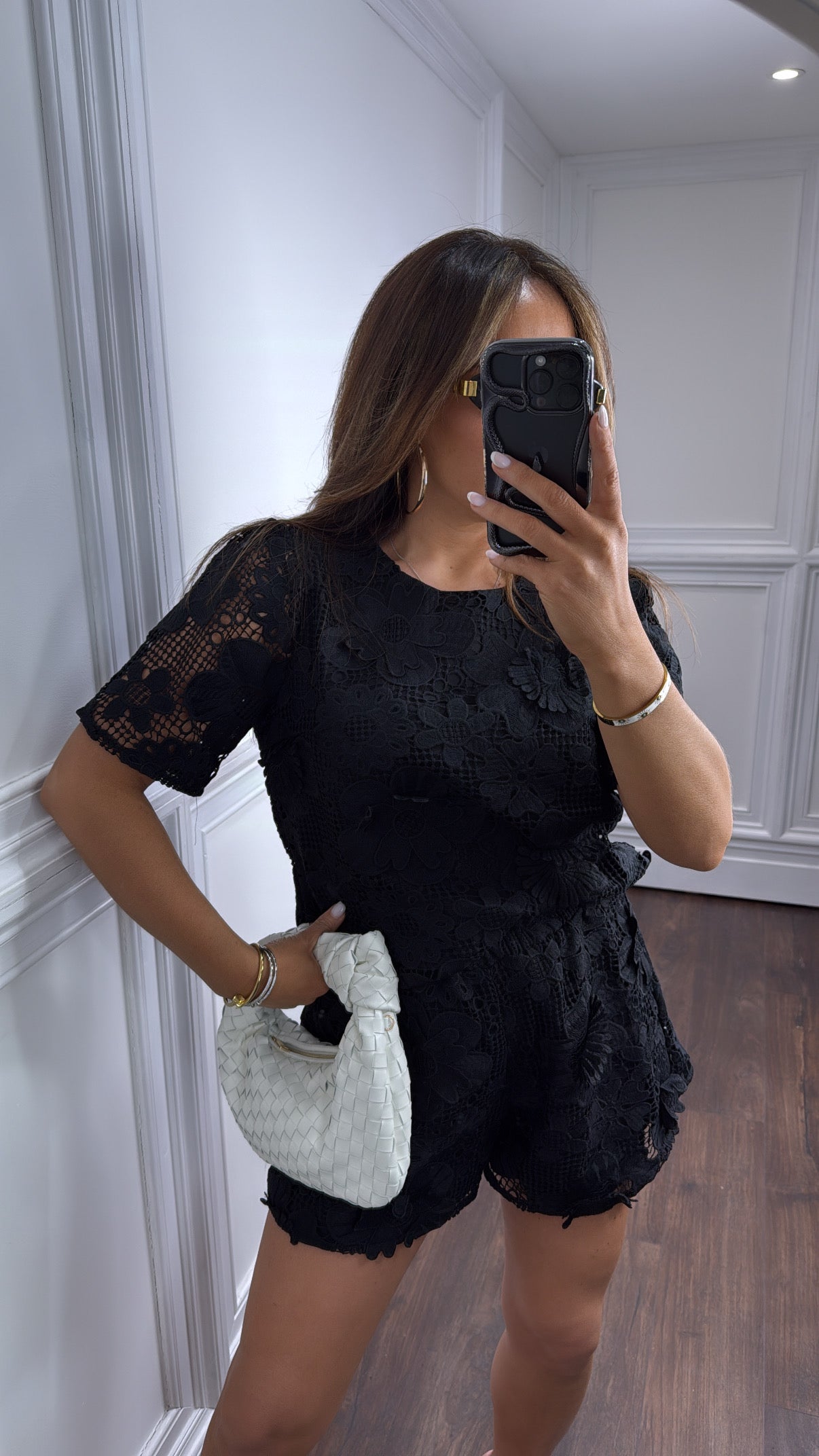 CAPRICE black floral crochet co-ord