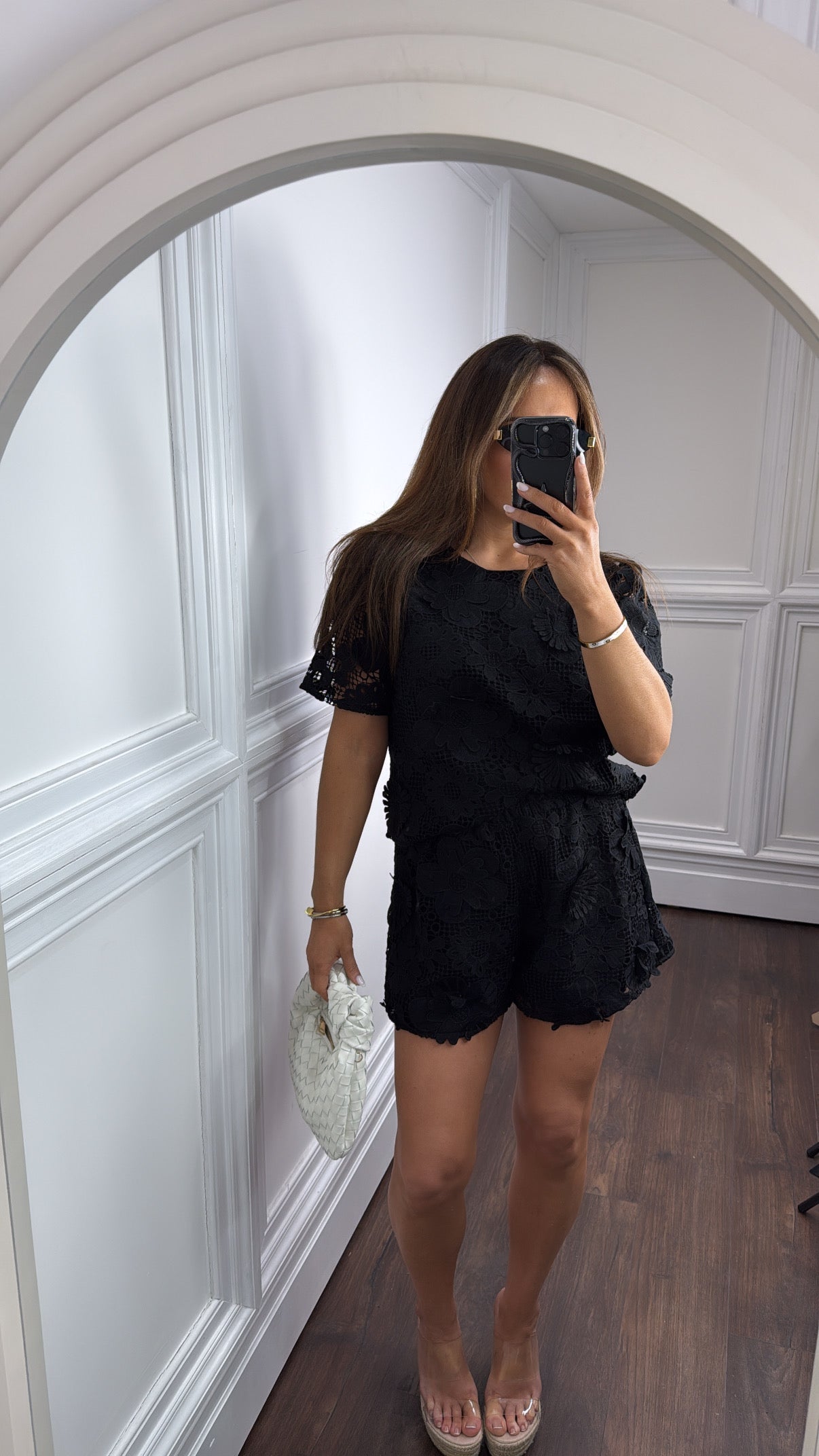 CAPRICE black floral crochet co-ord