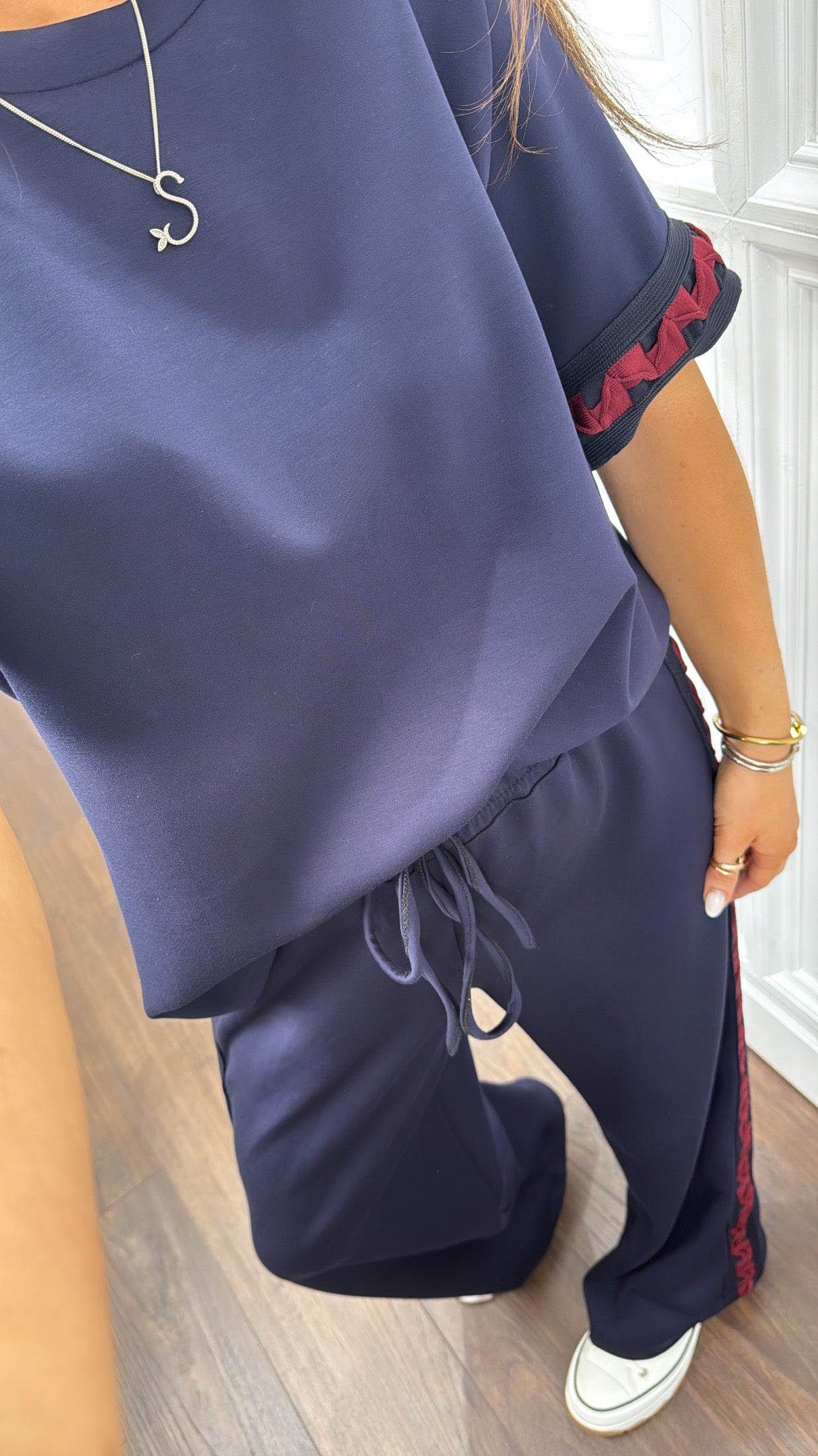 LARA navy contrast detail lounge set