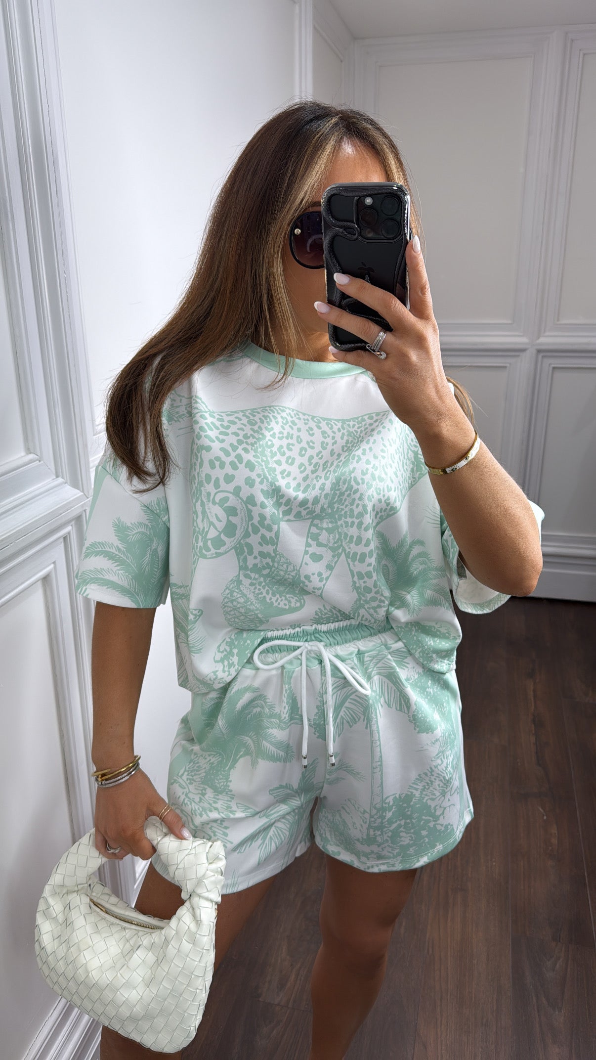 SAMIRA mint jungle print top and shorts co-ord
