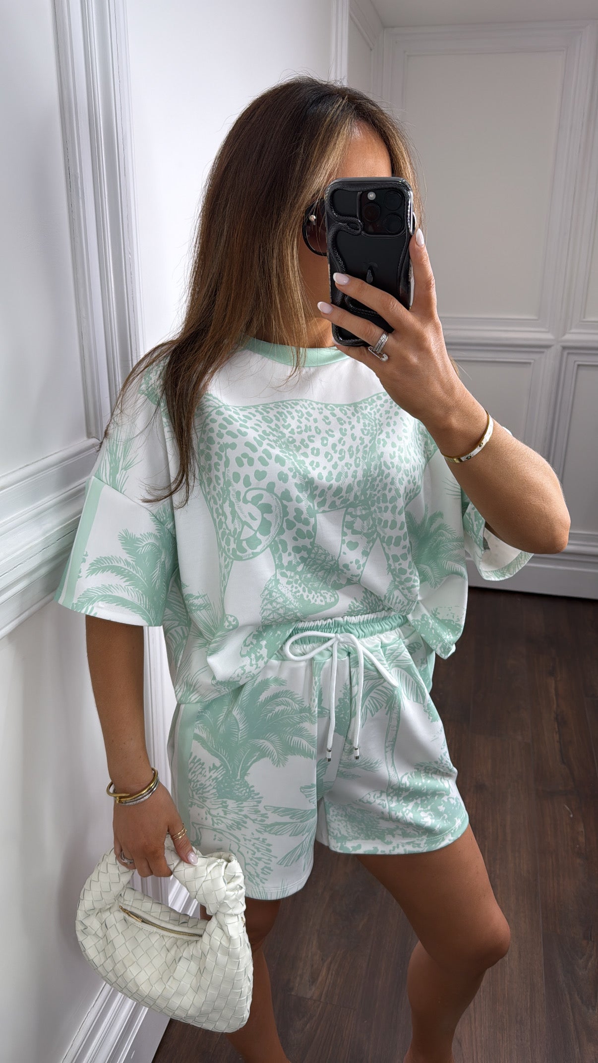 SAMIRA mint jungle print top and shorts co-ord