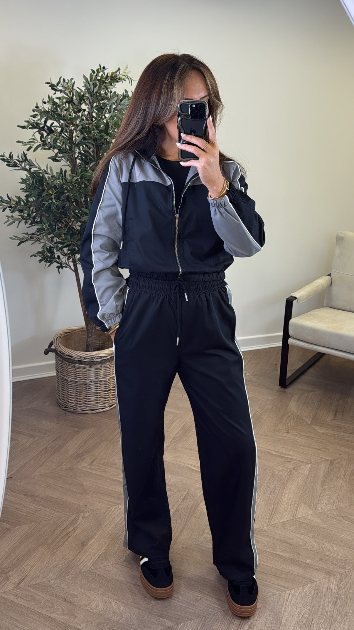 AVA black and grey colourblock tracksuit