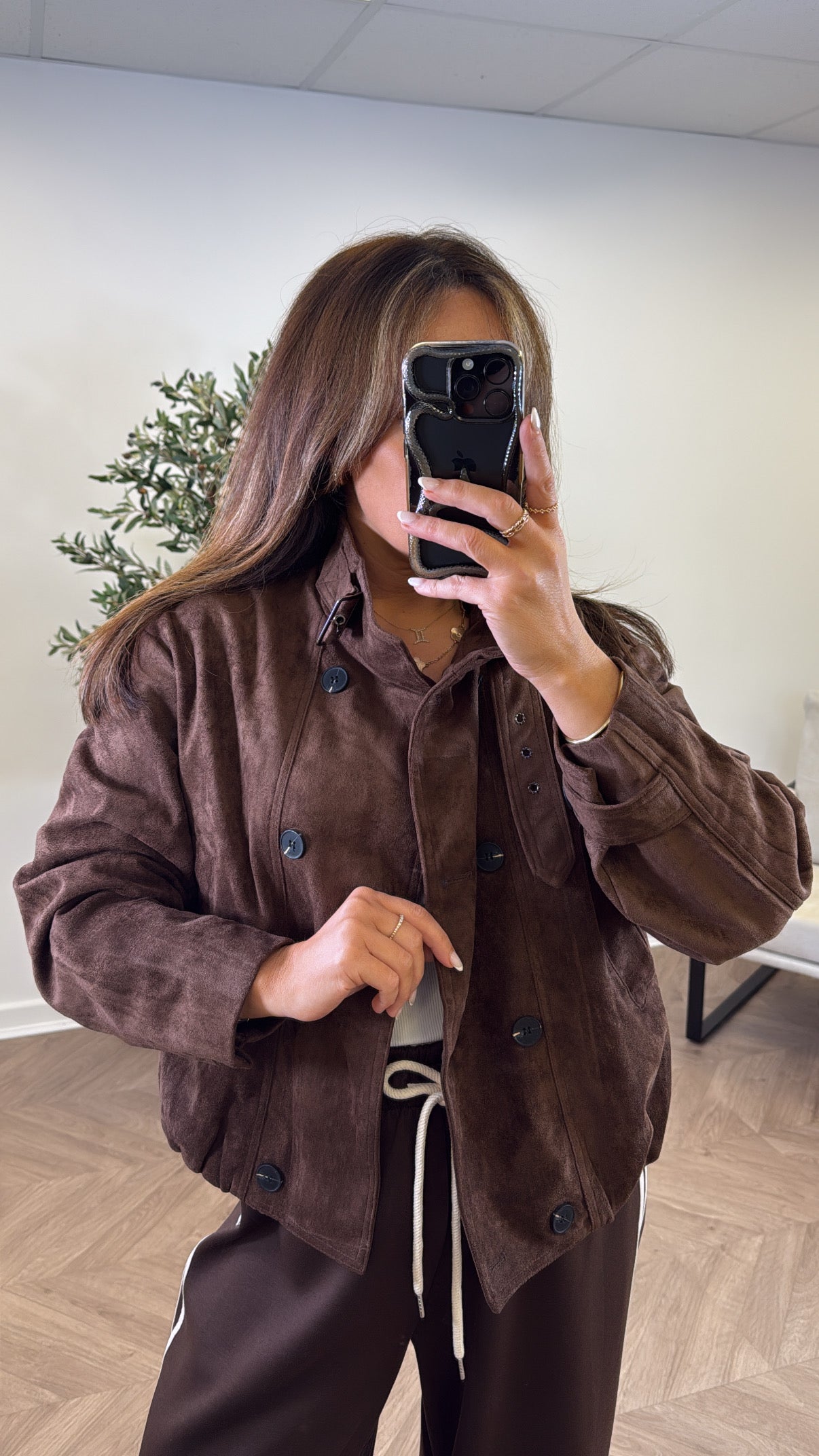 NELLY brown faux suede jacket