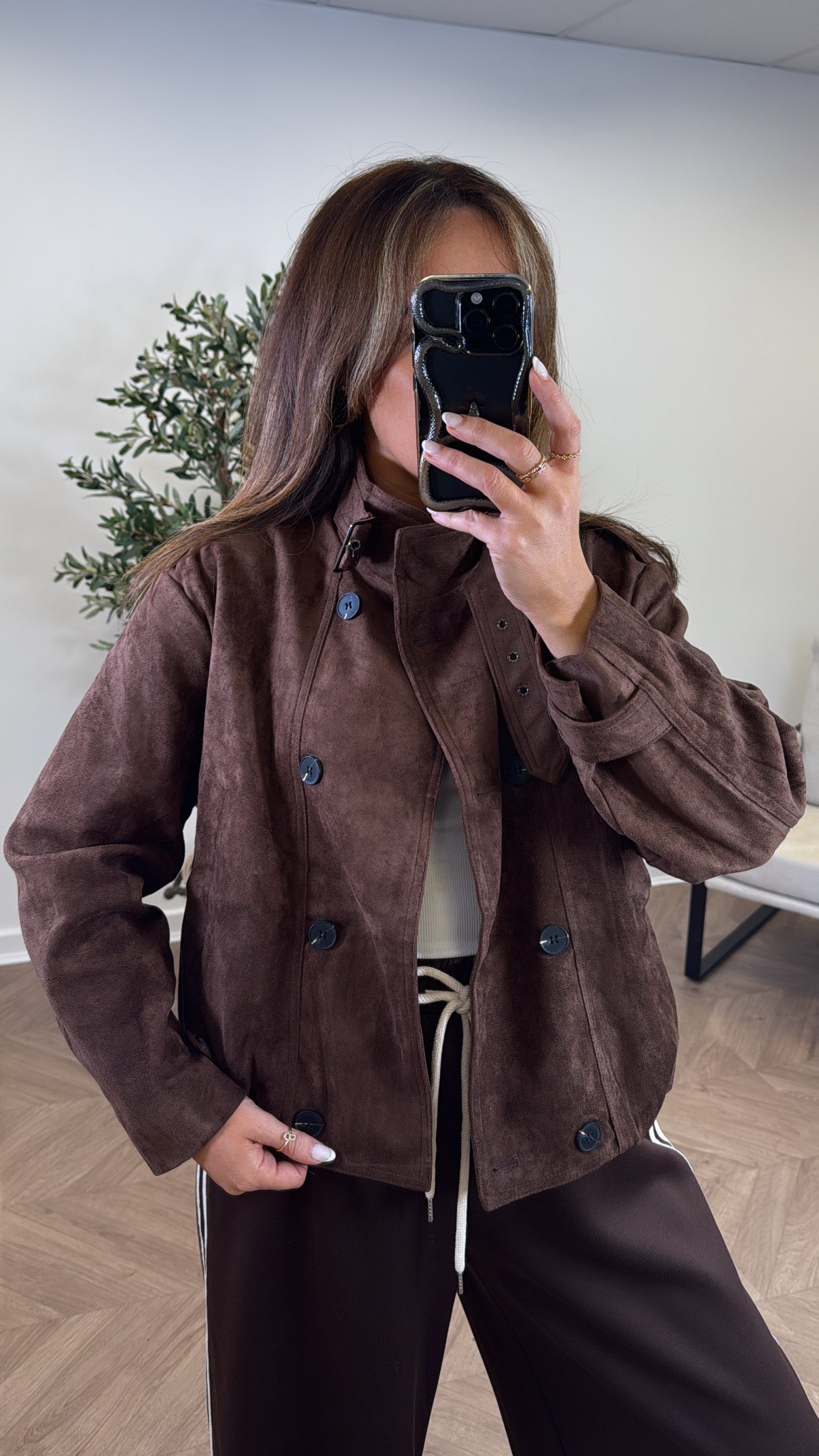 NELLY brown faux suede jacket