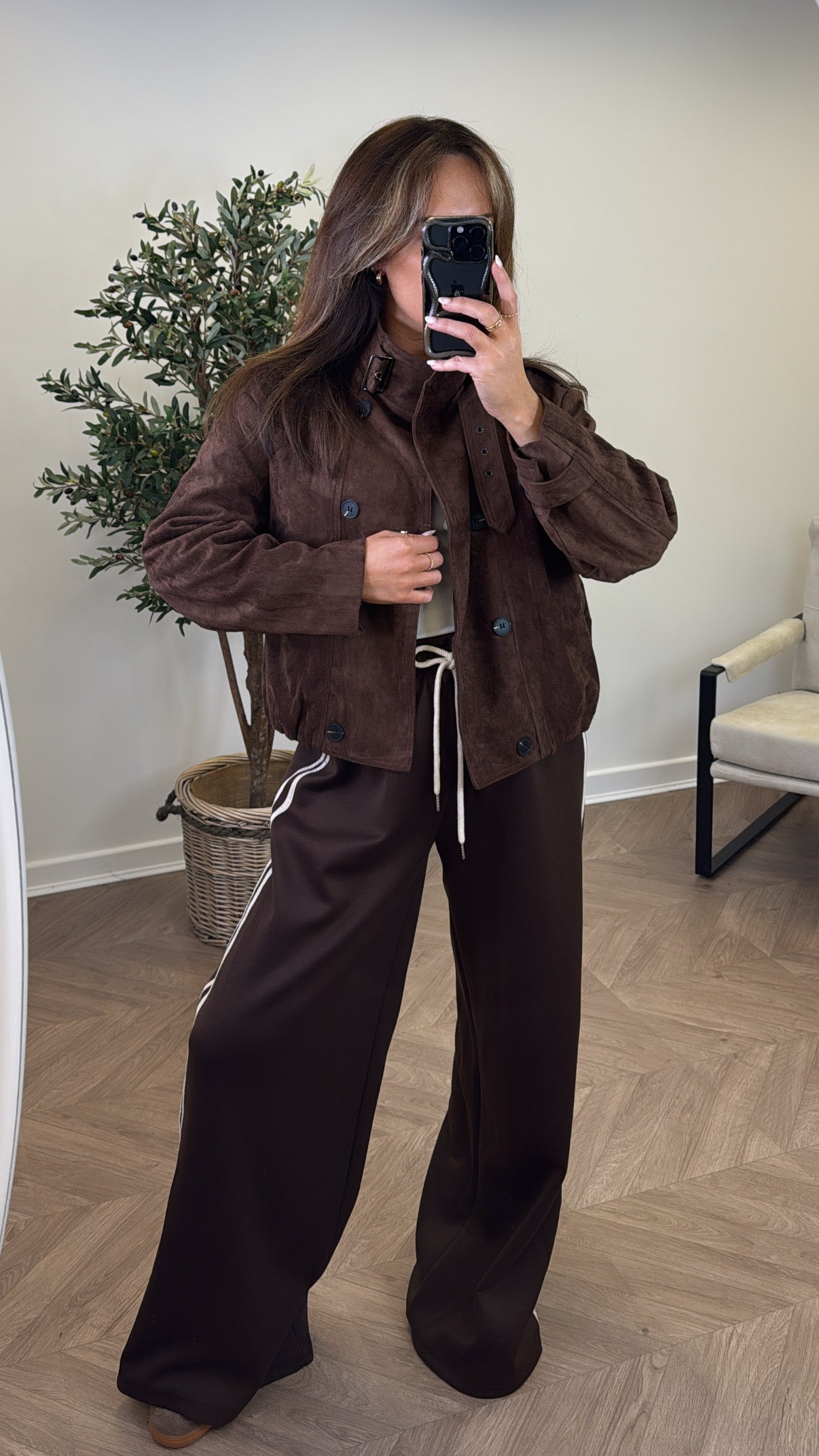 NELLY brown faux suede jacket