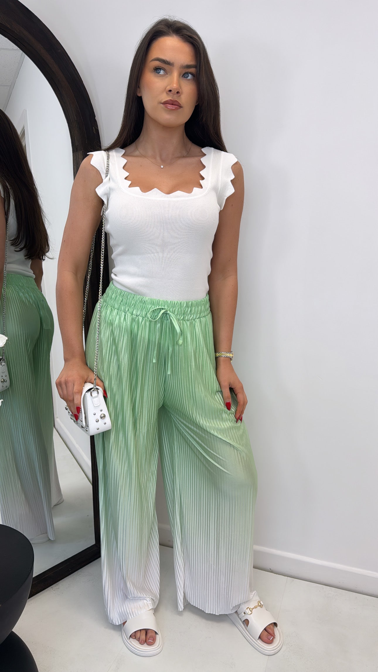 PETRA green ombre pleated trousers