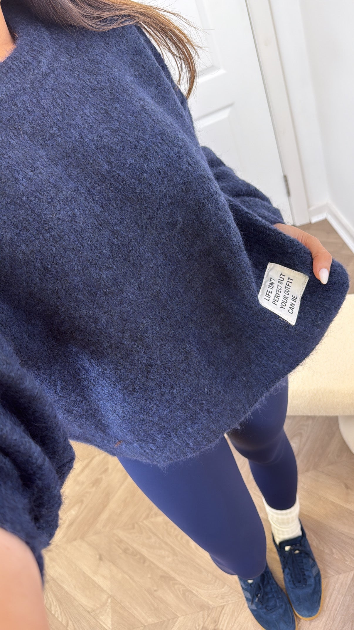 PIPER navy life slogan soft knit jumper