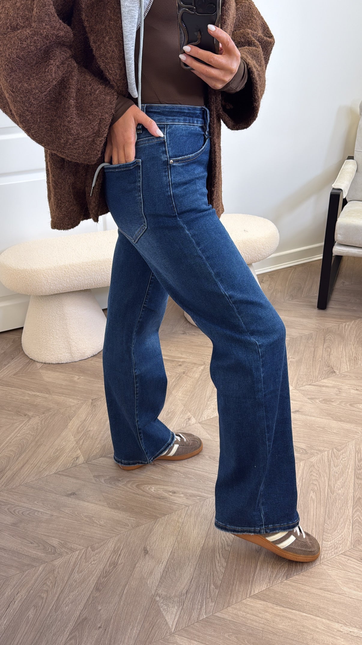 DANIKA dark blue denim wide leg jeans