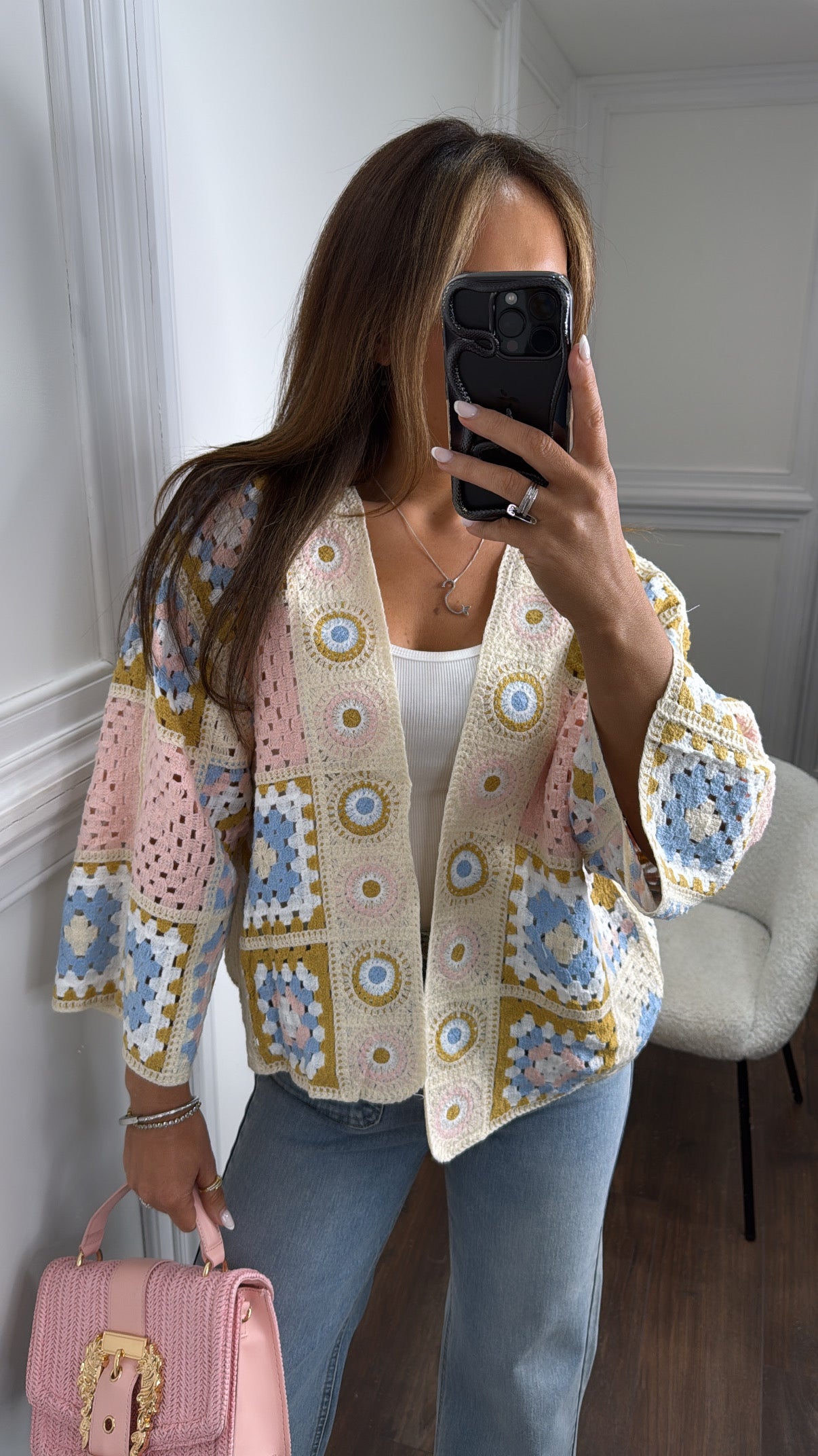 CICI pink crochet cardigan