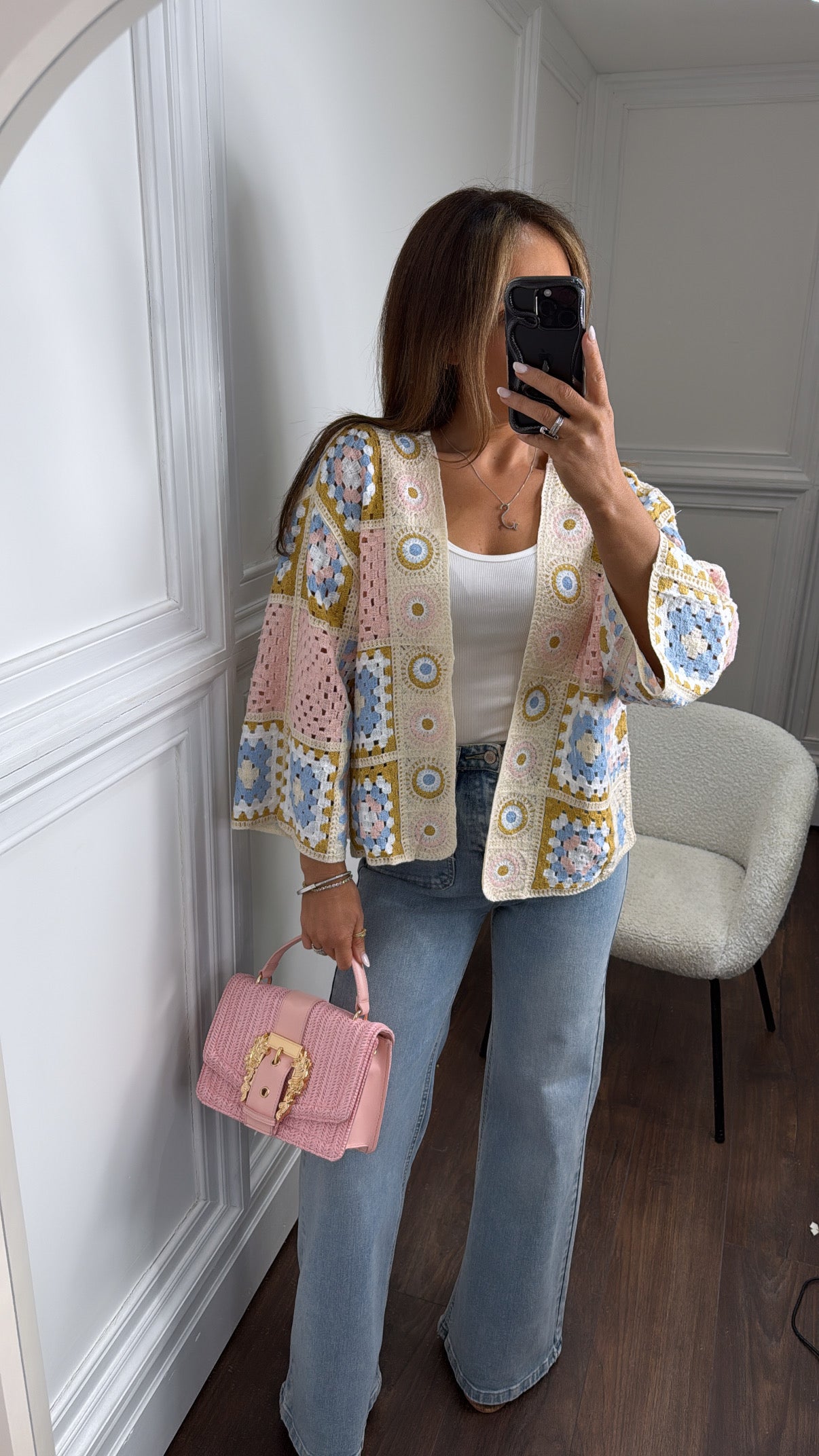 CICI pink crochet cardigan